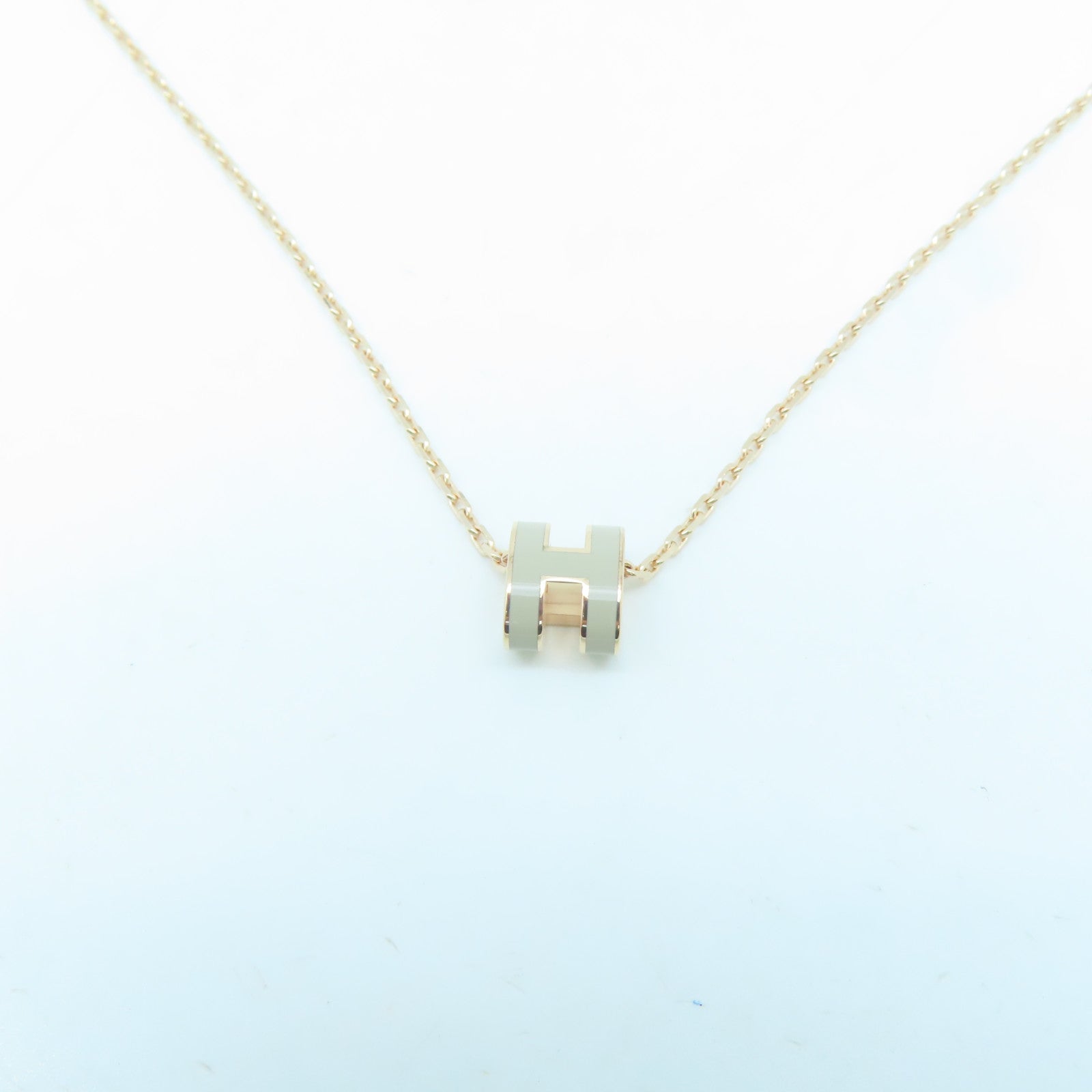 HERMES 金属Pop H Necklace项链灰色/金色