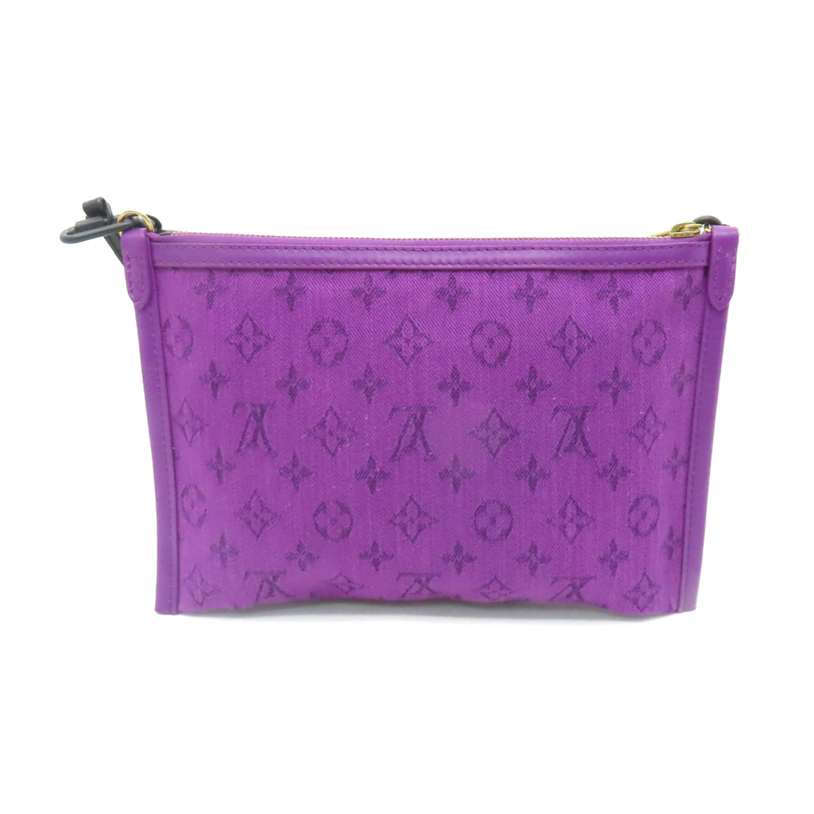 LOUIS VUITTON Monogram/帆布Monogram D.Flat Shoulder Bag金扣肩背袋啡色/紫色