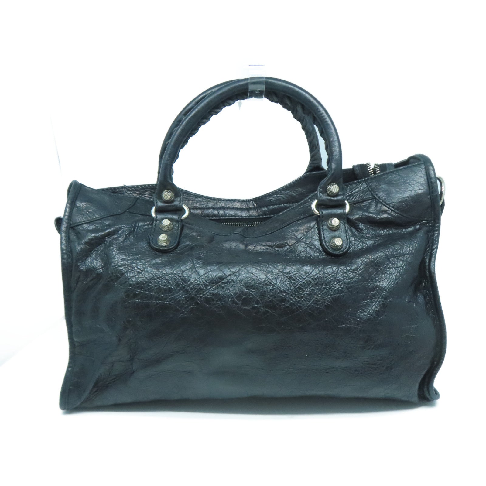 BALENCIAGA 牛皮皮革Giant City銀扣手挽肩背兩用袋黑色