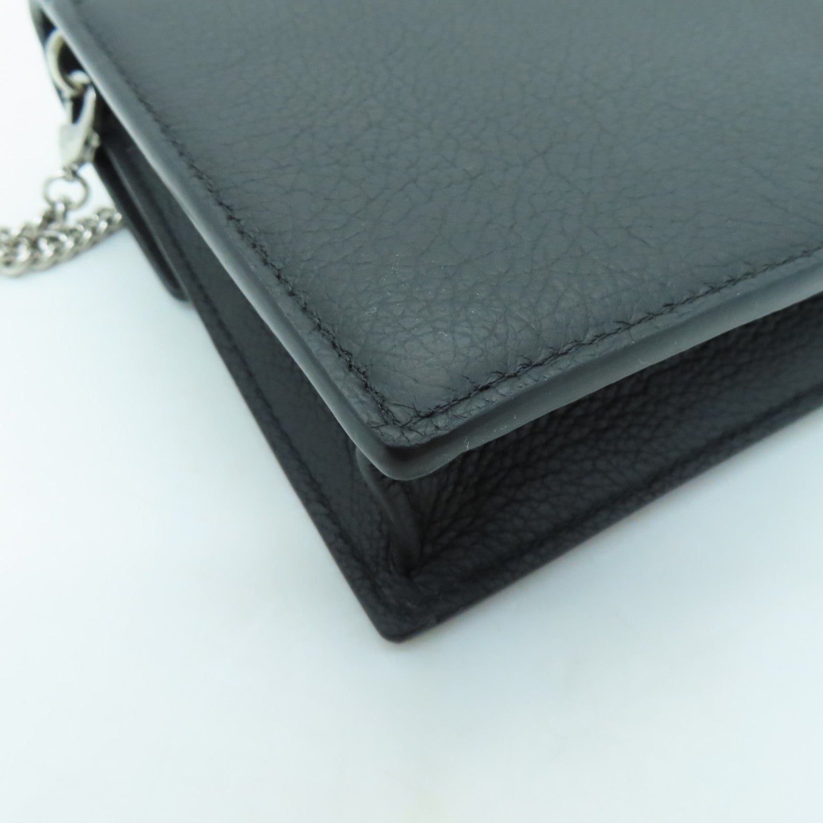 LOUIS VUITTON Leather Mylockme Chain Pochette Silver Buckle Shoulder Bag Black