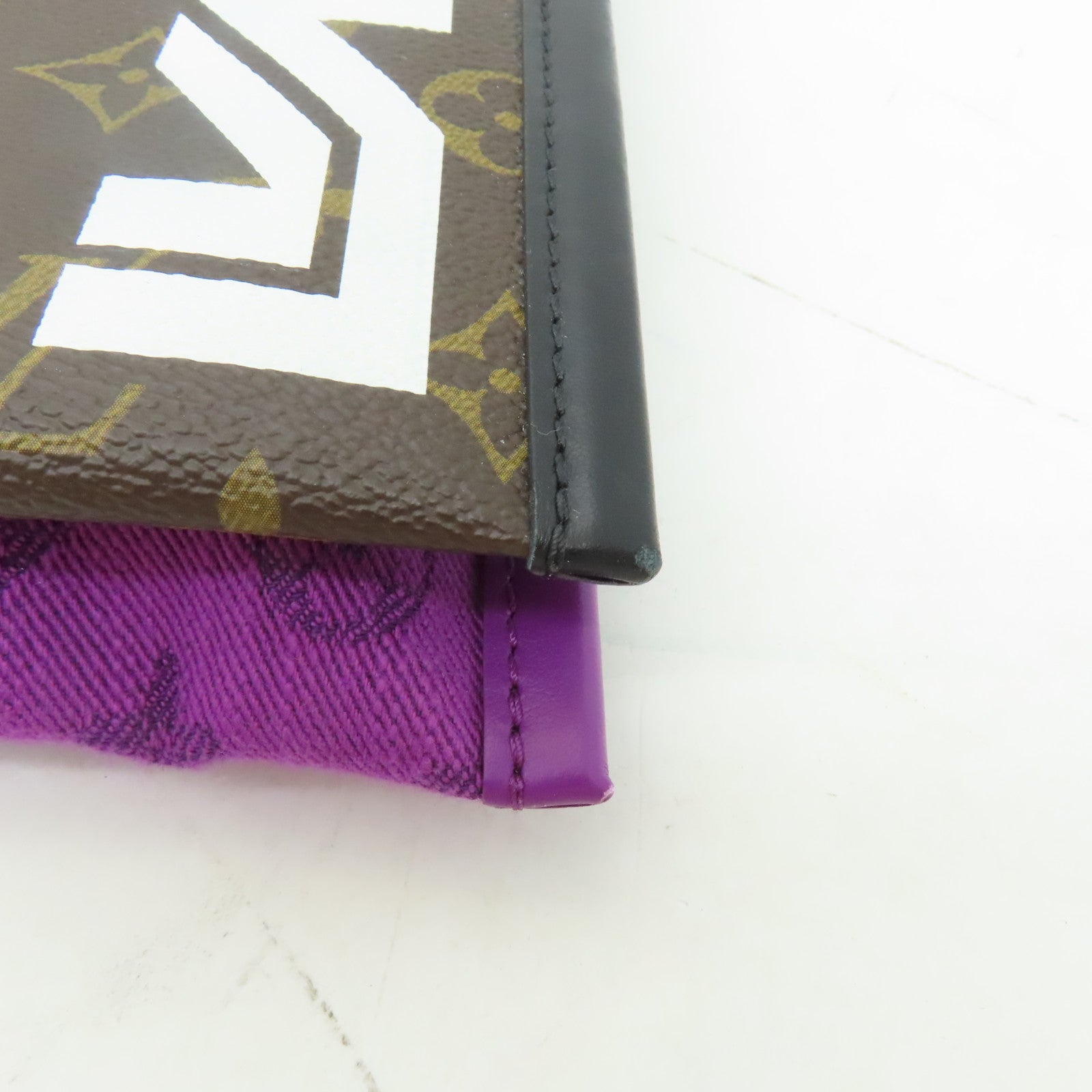 LOUIS VUITTON Monogram/帆布Monogram D.Flat Shoulder Bag金扣肩背袋啡色/紫色