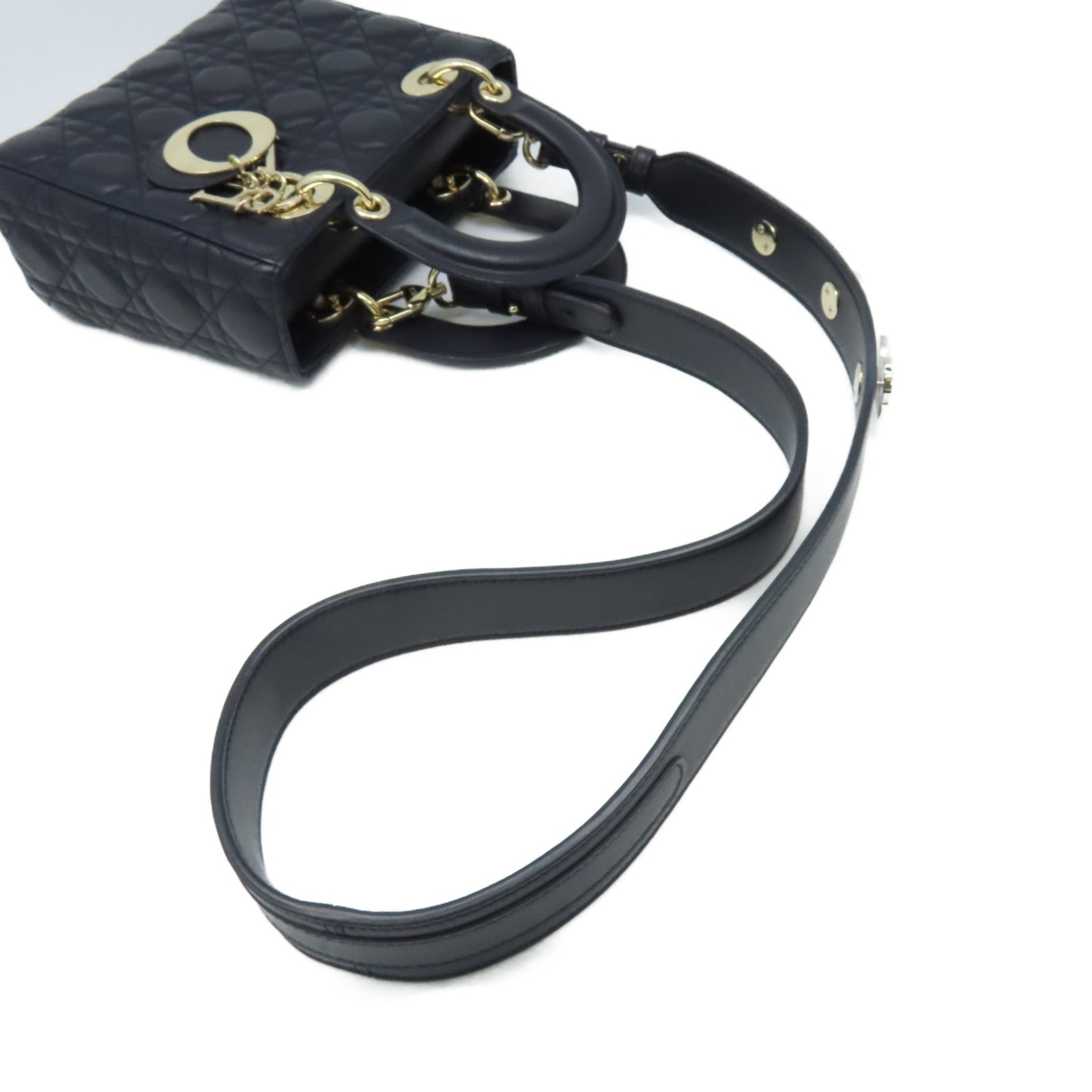 Dior 羊皮皮革Lady Dior My ABCDior 2Way Shoulder Bag手挽肩背兩用袋深藍色