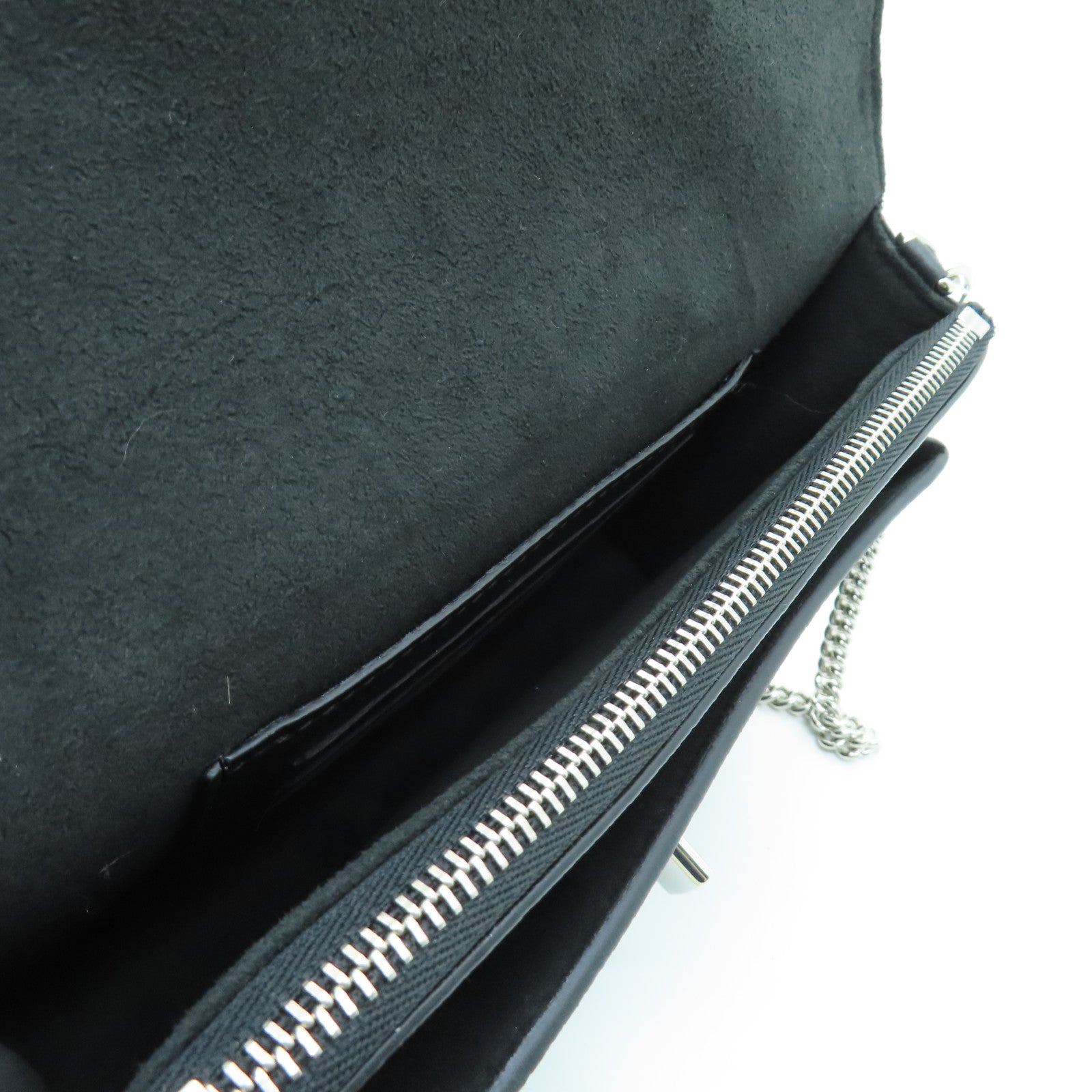 LOUIS VUITTON Leather Mylockme Chain Pochette Silver Buckle Shoulder Bag Black