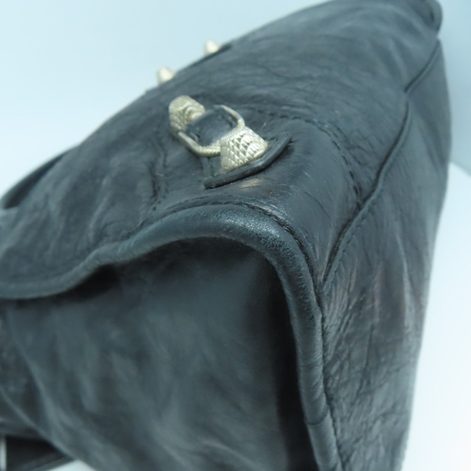 BALENCIAGA 牛皮皮革Giant City銀扣手挽肩背兩用袋黑色