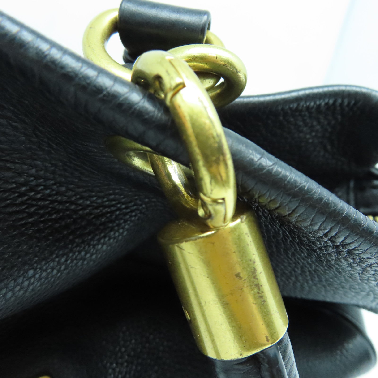 MARC BY MARC JACOBS Cowhide Leather 2Way Shoulder Gold Buckle Handle Shoulder Back Dual-purpose Bag Black