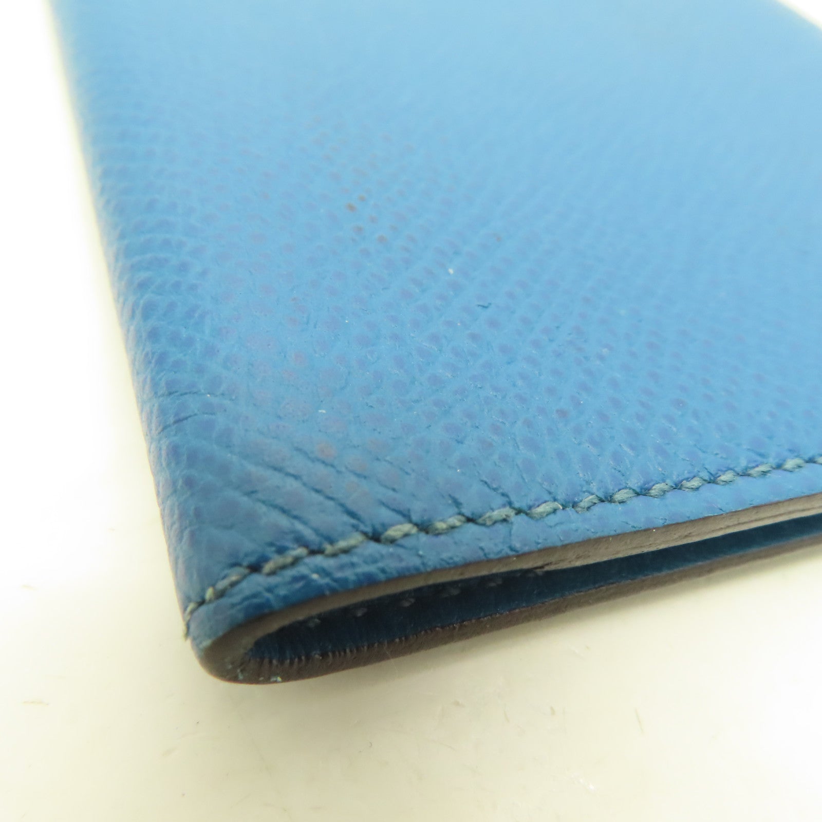 HERMES Epsom皮革Passport Case護照套綠藍色