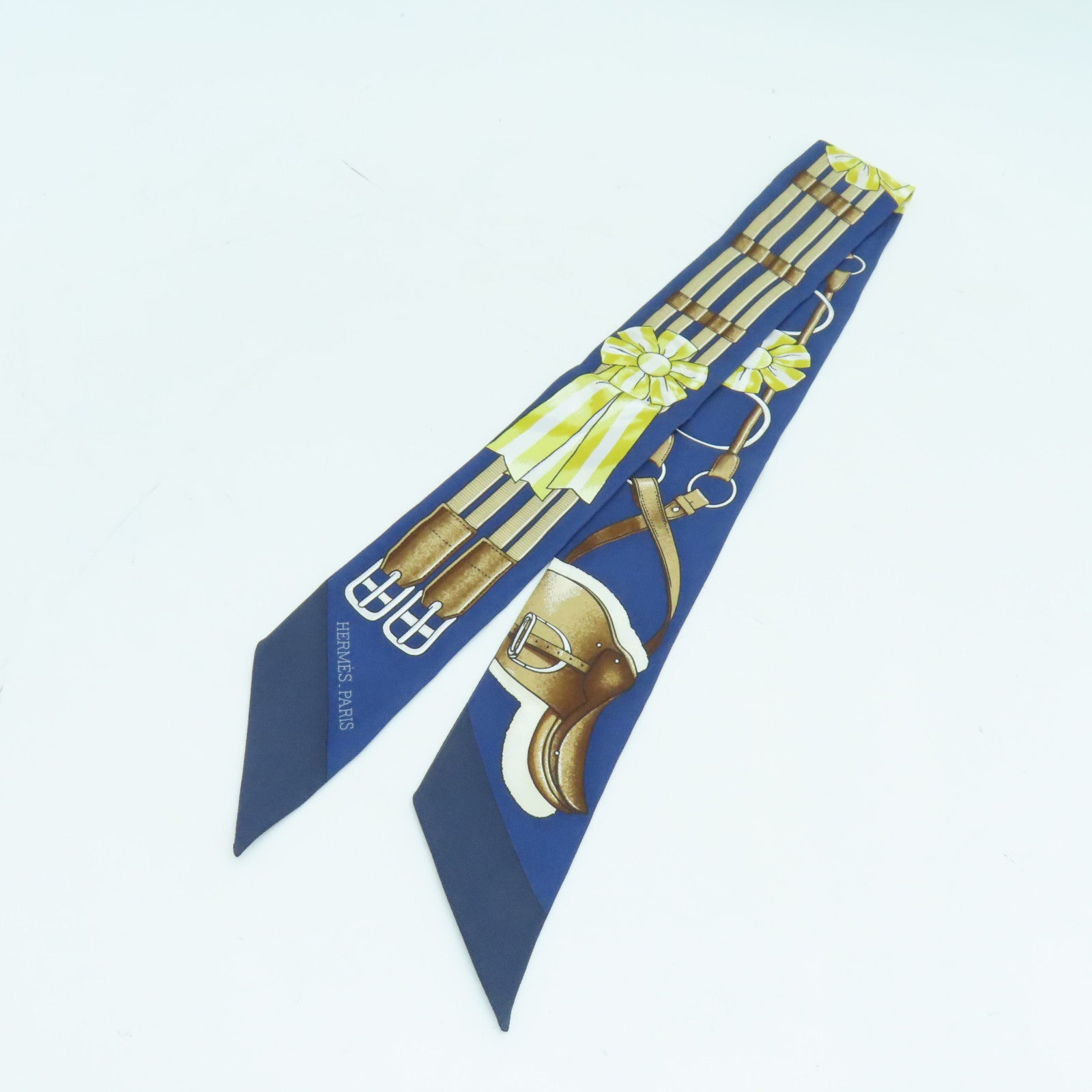 HERMES 丝质Twilly丝巾蓝色
