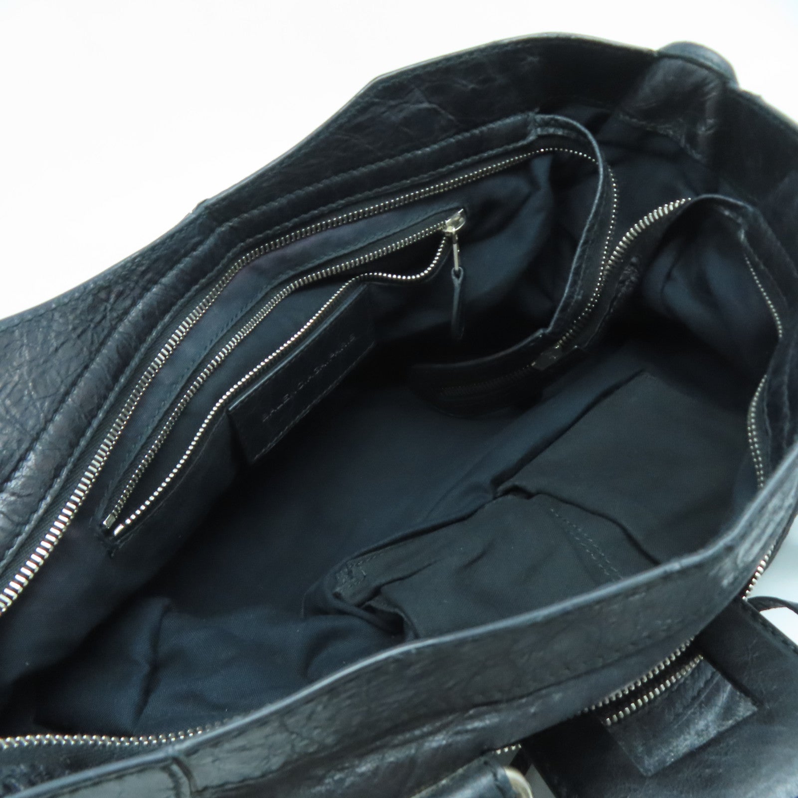 BALENCIAGA 牛皮皮革Giant City銀扣手挽肩背兩用袋黑色