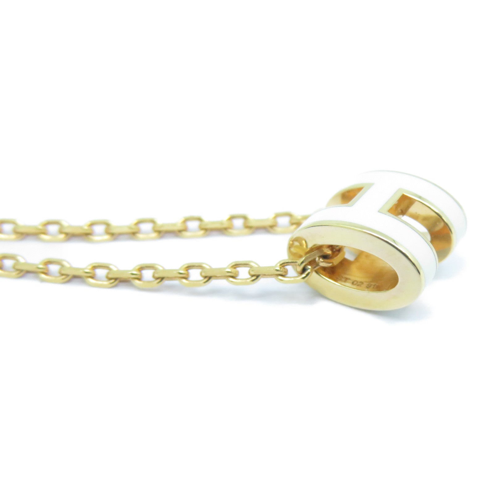 HERMES 金屬Mini Pop H Necklace金扣項鍊Nata奶油白色