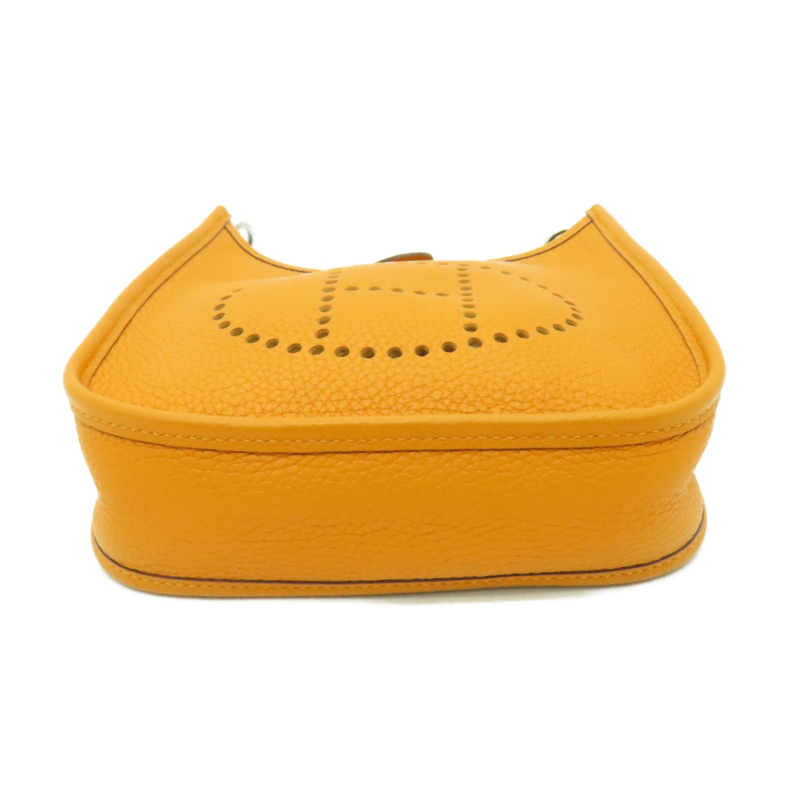 HERMES Maurice皮革Evelyne TPM銀扣肩背袋Apricot橙色