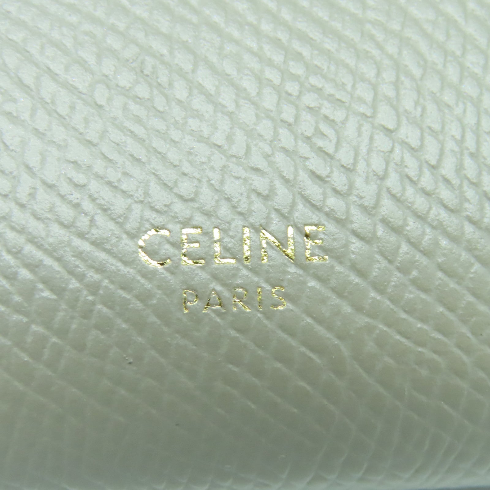 CELINE 牛皮皮革Medium Strap Wallet金扣钱包灰色