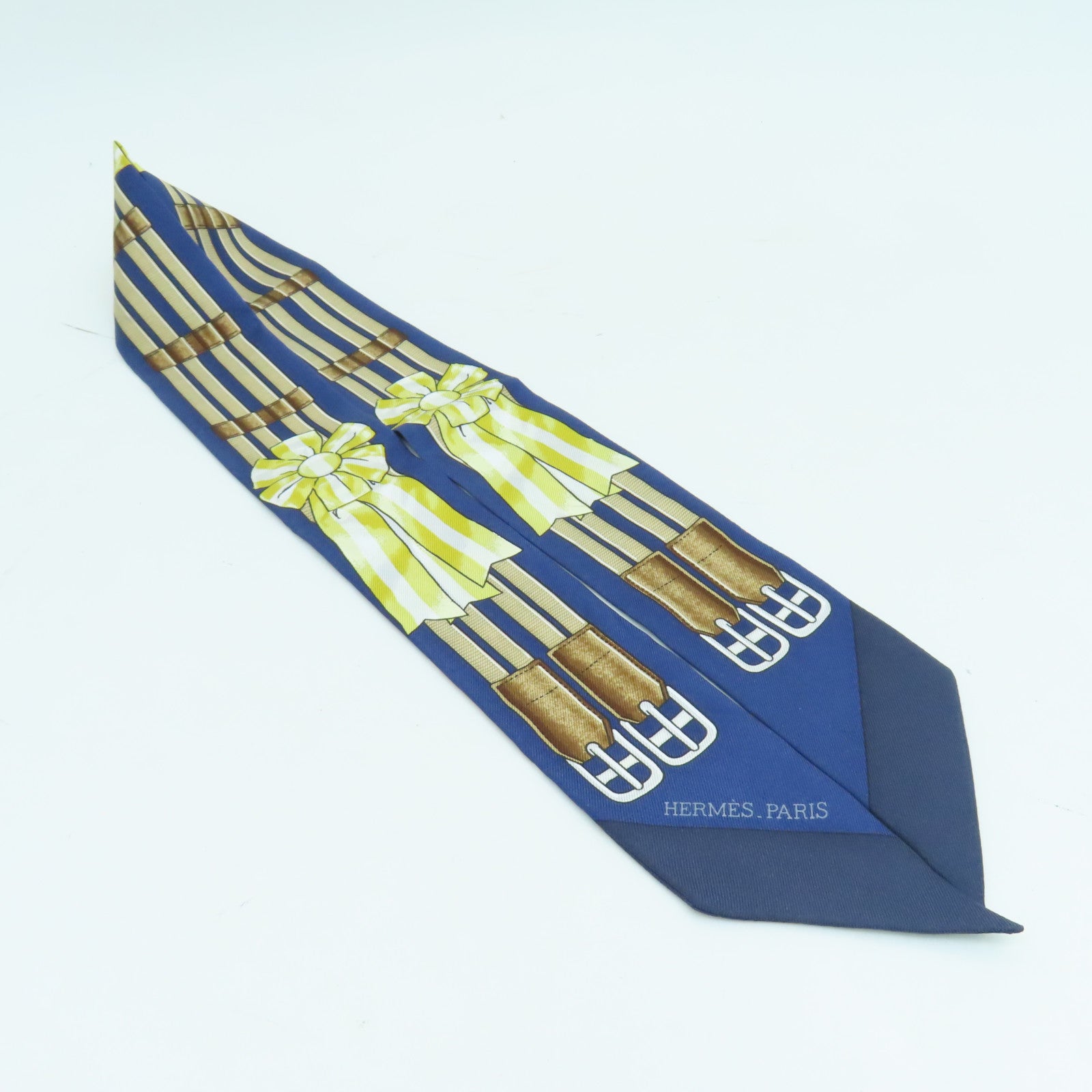 HERMES 丝质Twilly丝巾蓝色