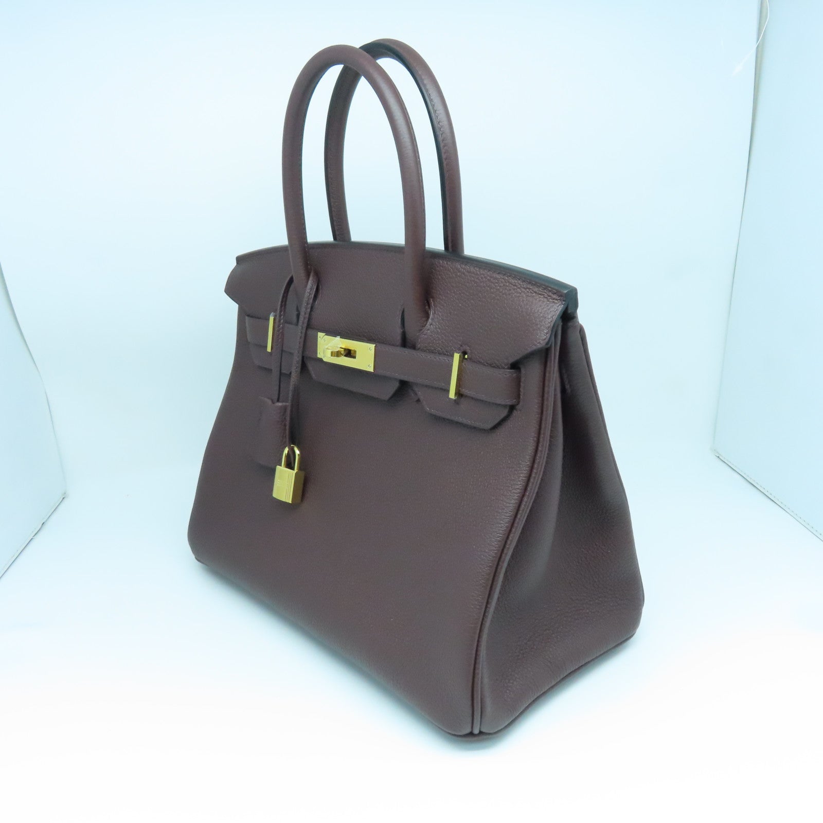 HERMES Togo Leather Birkin 30 Gold Buckle Hand Bag Rouge Sellie