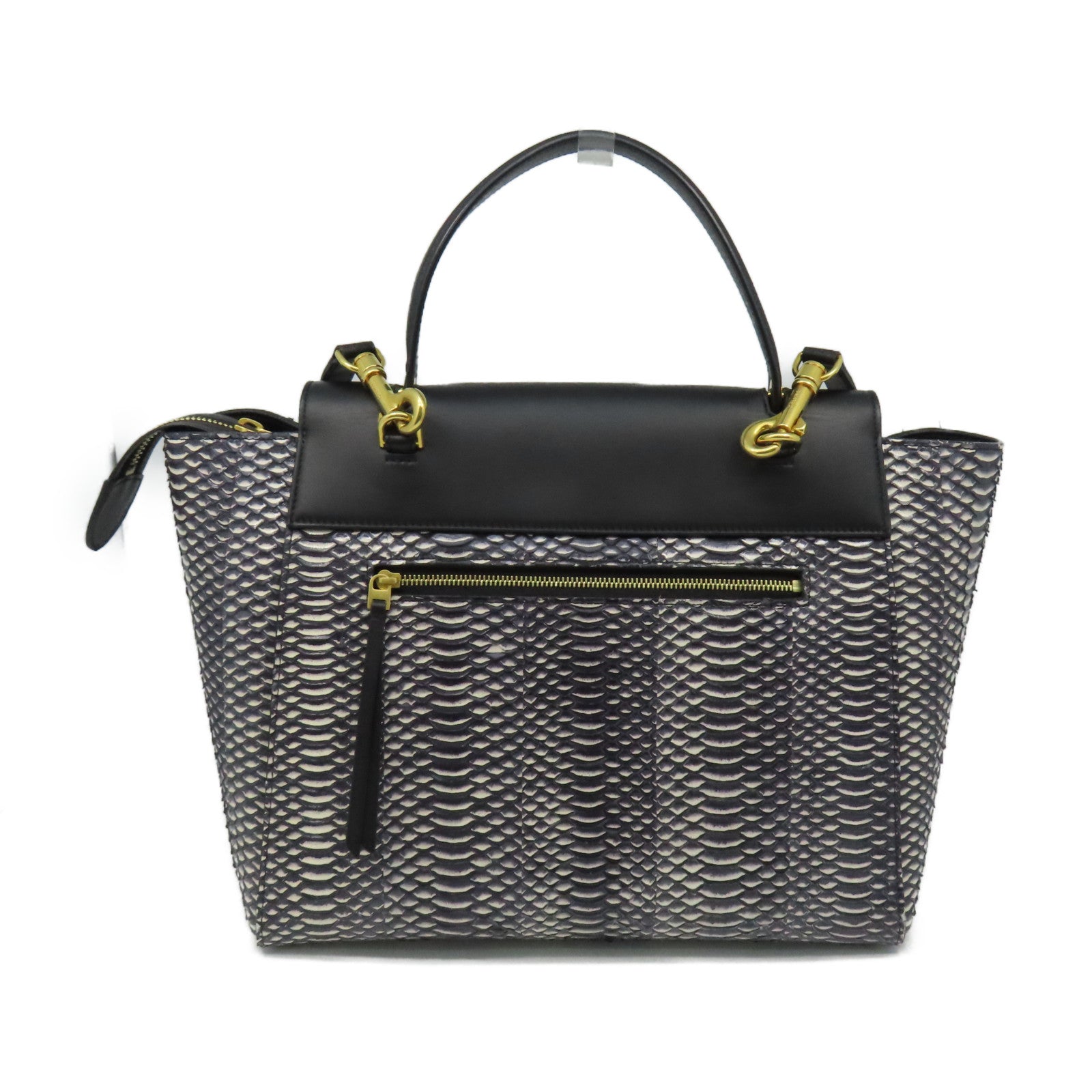 CELINE 蛇皮皮革/牛皮皮革Belt Bag 2Way Shoulder Bag手挽肩背兩用袋黑色/白色