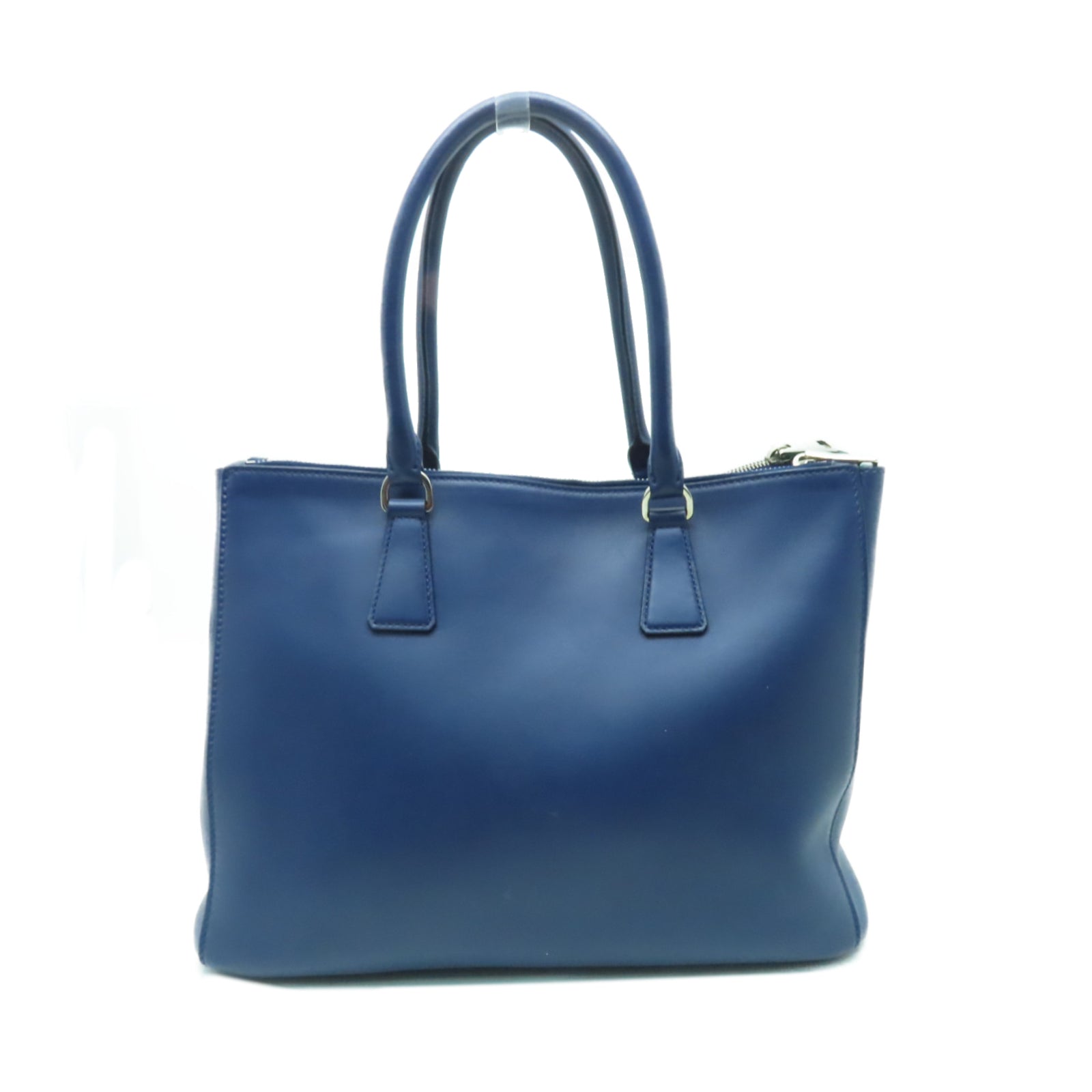 PRADA 牛皮皮革2 Way Shoulder銀扣手挽肩背兩用袋藍色