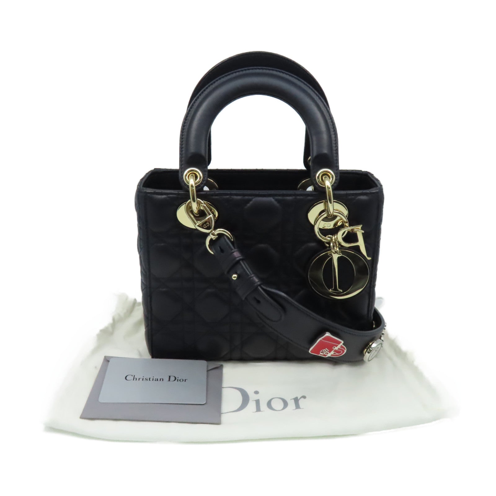 Dior 羊皮皮革Lady Dior My ABCDior 2Way Shoulder Bag手挽肩背兩用袋深藍色