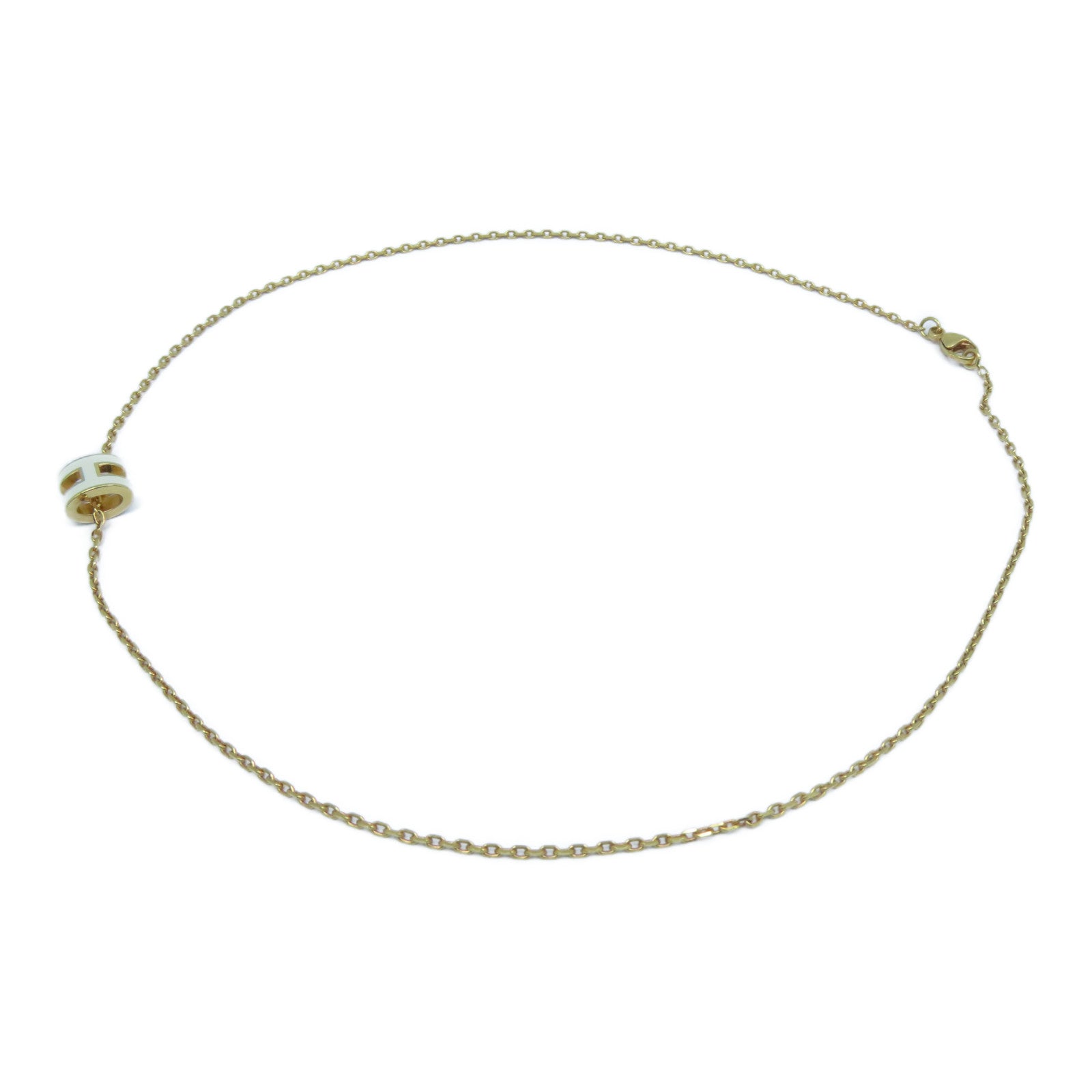 HERMES 金屬Mini Pop H Necklace金扣項鍊Nata奶油白色