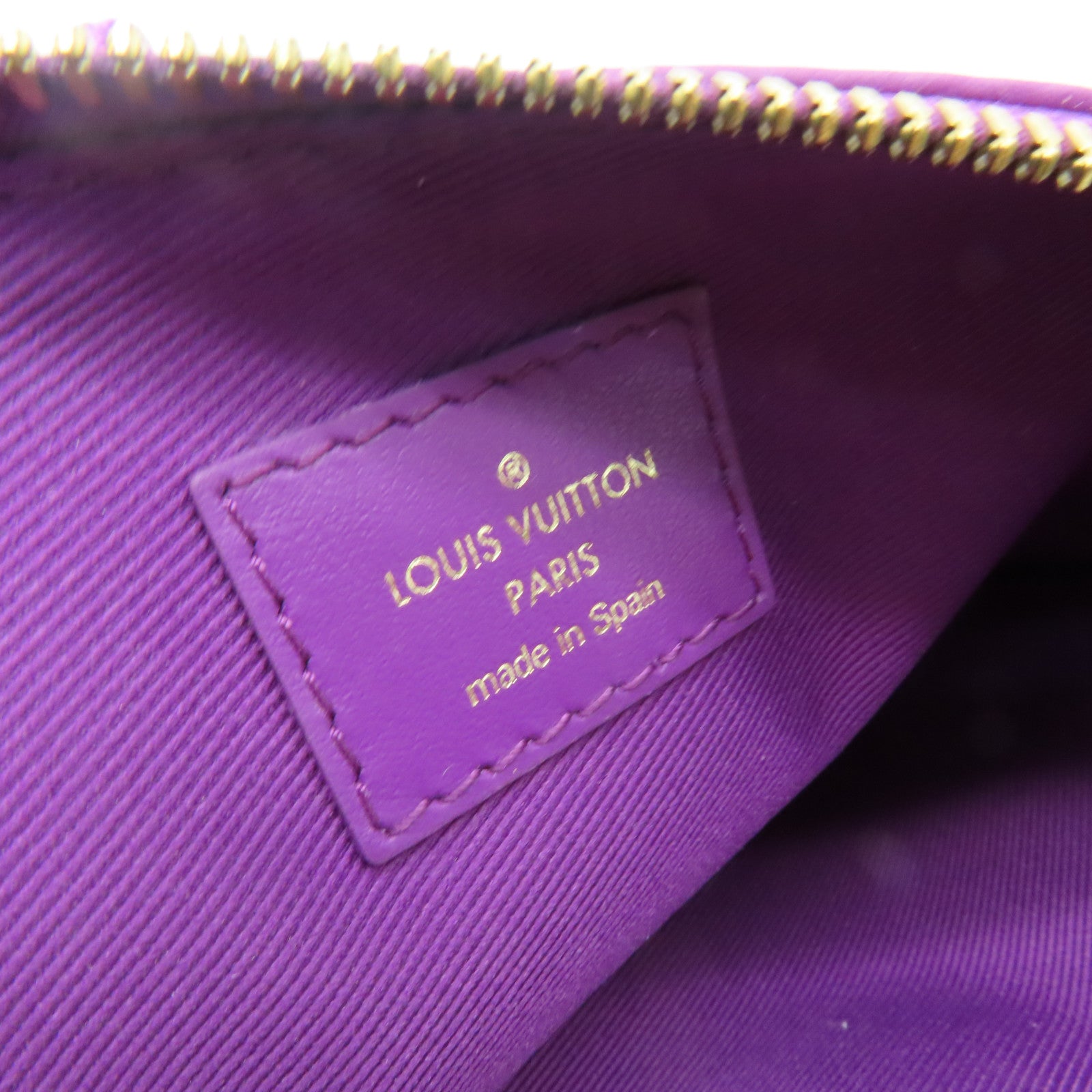 LOUIS VUITTON Monogram/帆布Monogram D.Flat Shoulder Bag金扣肩背袋啡色/紫色