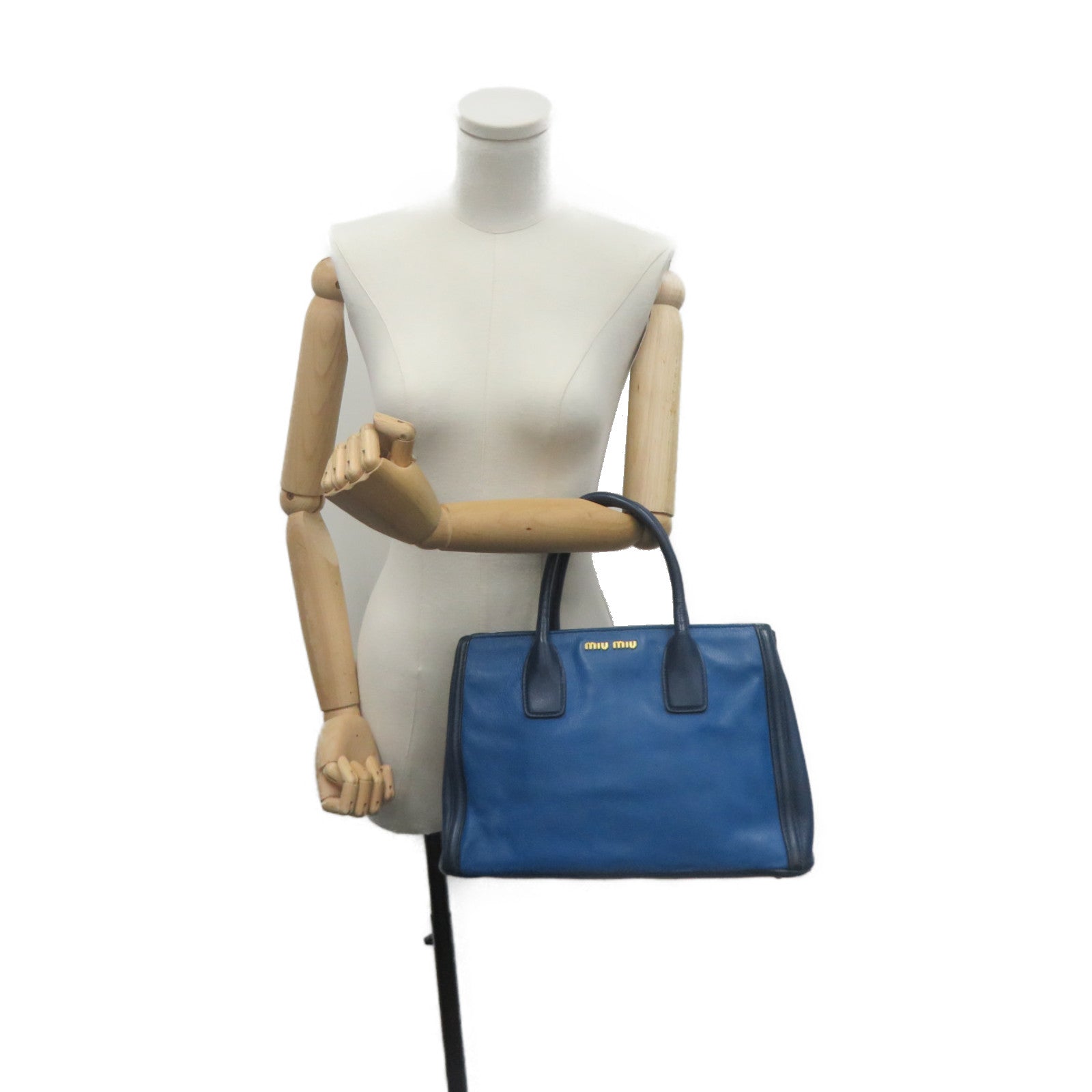 Miu Miu Cowhide Leather 2Way Shoulder Bag Handle Shoulder Bag Blue