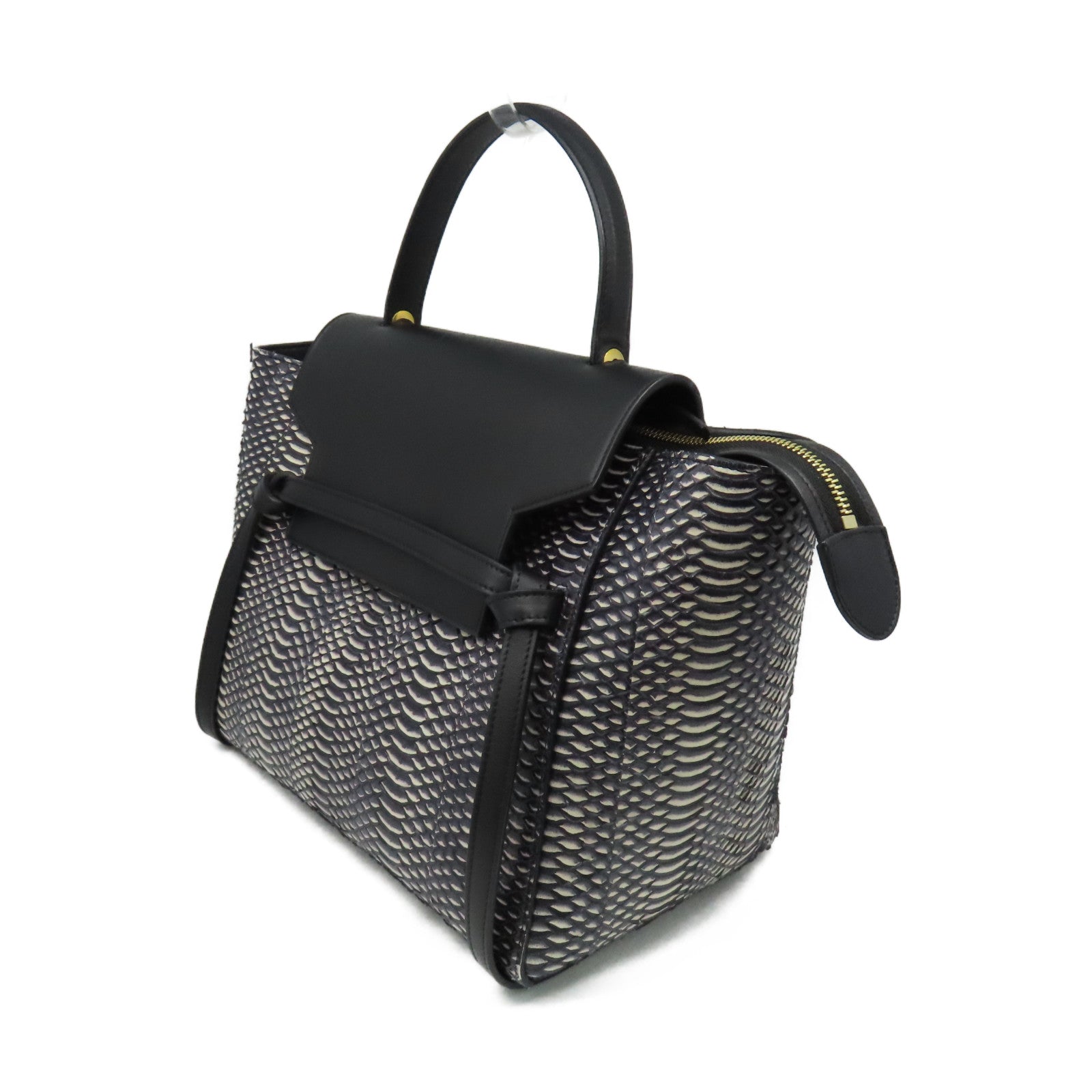 CELINE 蛇皮皮革/牛皮皮革Belt Bag 2Way Shoulder Bag手挽肩背兩用袋黑色/白色