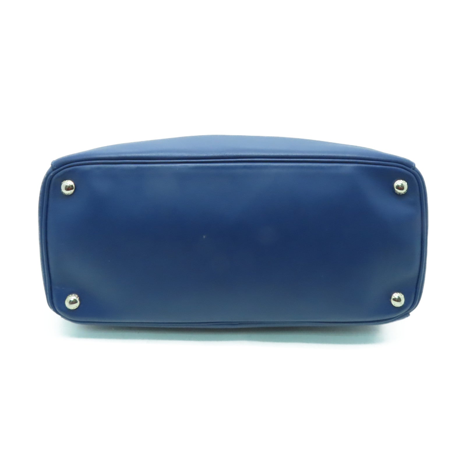PRADA 牛皮皮革2 Way Shoulder銀扣手挽肩背兩用袋藍色