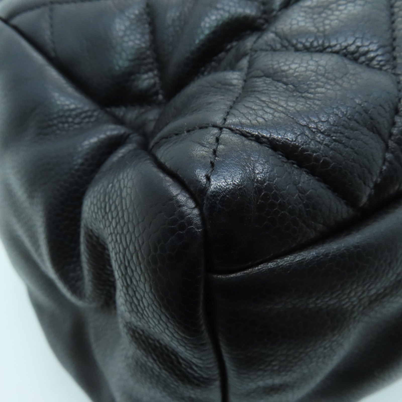 CHANEL diamond Caviar leather CoCo Cocoon silver buckle handle bag black
