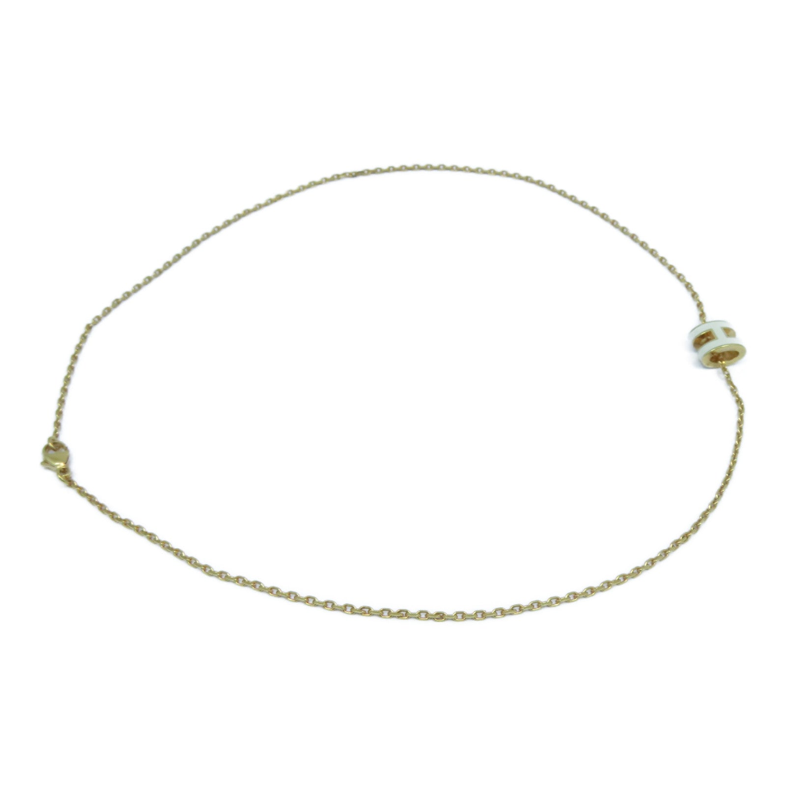 HERMES 金屬Mini Pop H Necklace金扣項鍊Nata奶油白色