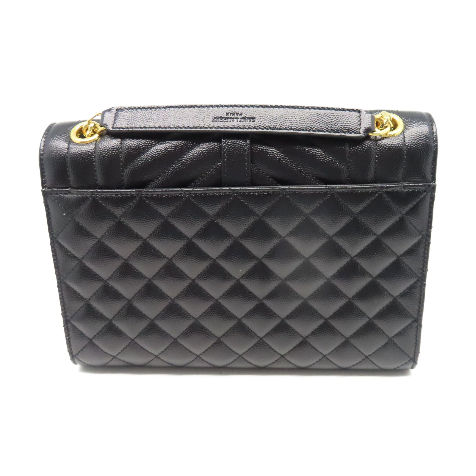 YVES SAINT LAURENT 斜紋牛皮皮革Envelope Medium Bag金扣鏈帶肩背袋黑色