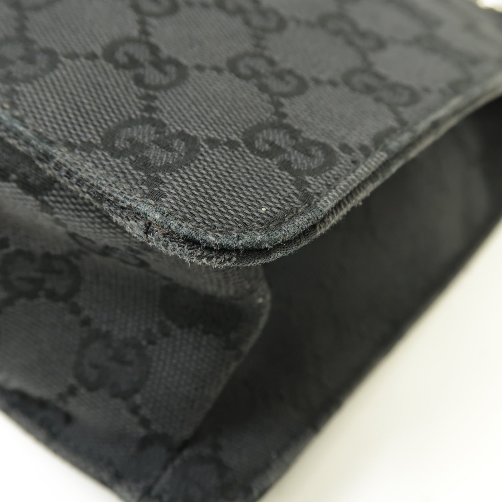 GUCCI 帆布Shoulder Bag銀扣肩背袋黒色