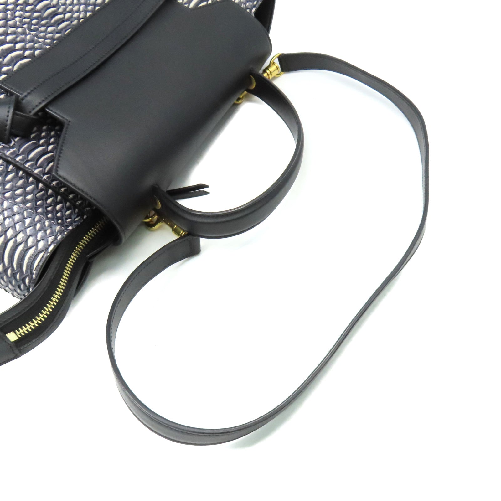 CELINE 蛇皮皮革/牛皮皮革Belt Bag 2Way Shoulder Bag手挽肩背兩用袋黑色/白色