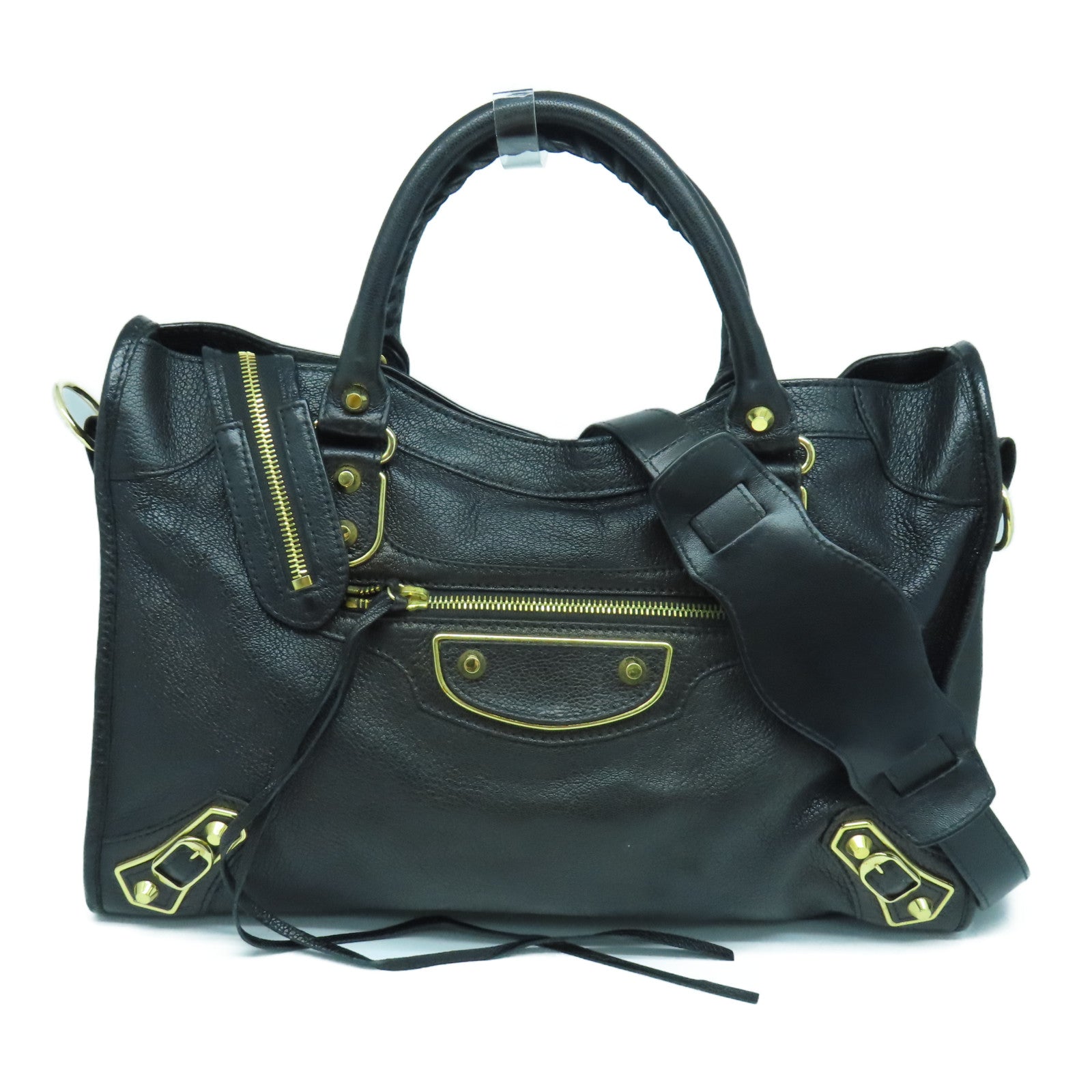BALENCIAGA 牛皮皮革City金扣手挽肩背兩用袋黑色