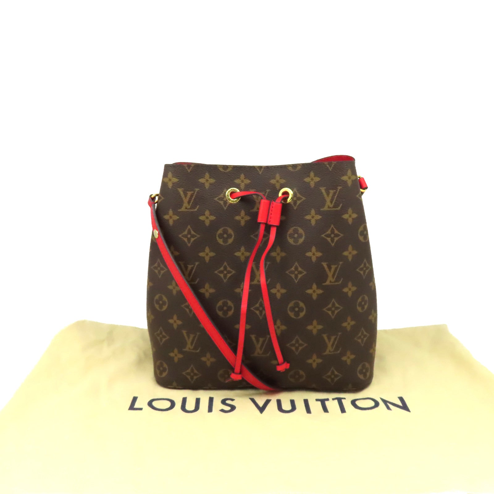LOUIS VUITTON Monogram NeoNoe MM Shoulder Bag手挽肩背兩用袋啡色/紅色