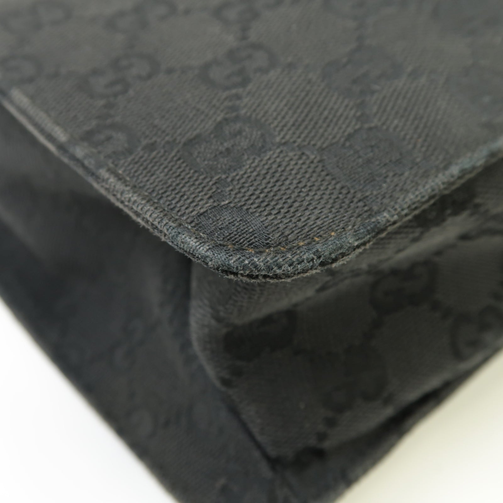 GUCCI 帆布Shoulder Bag銀扣肩背袋黒色