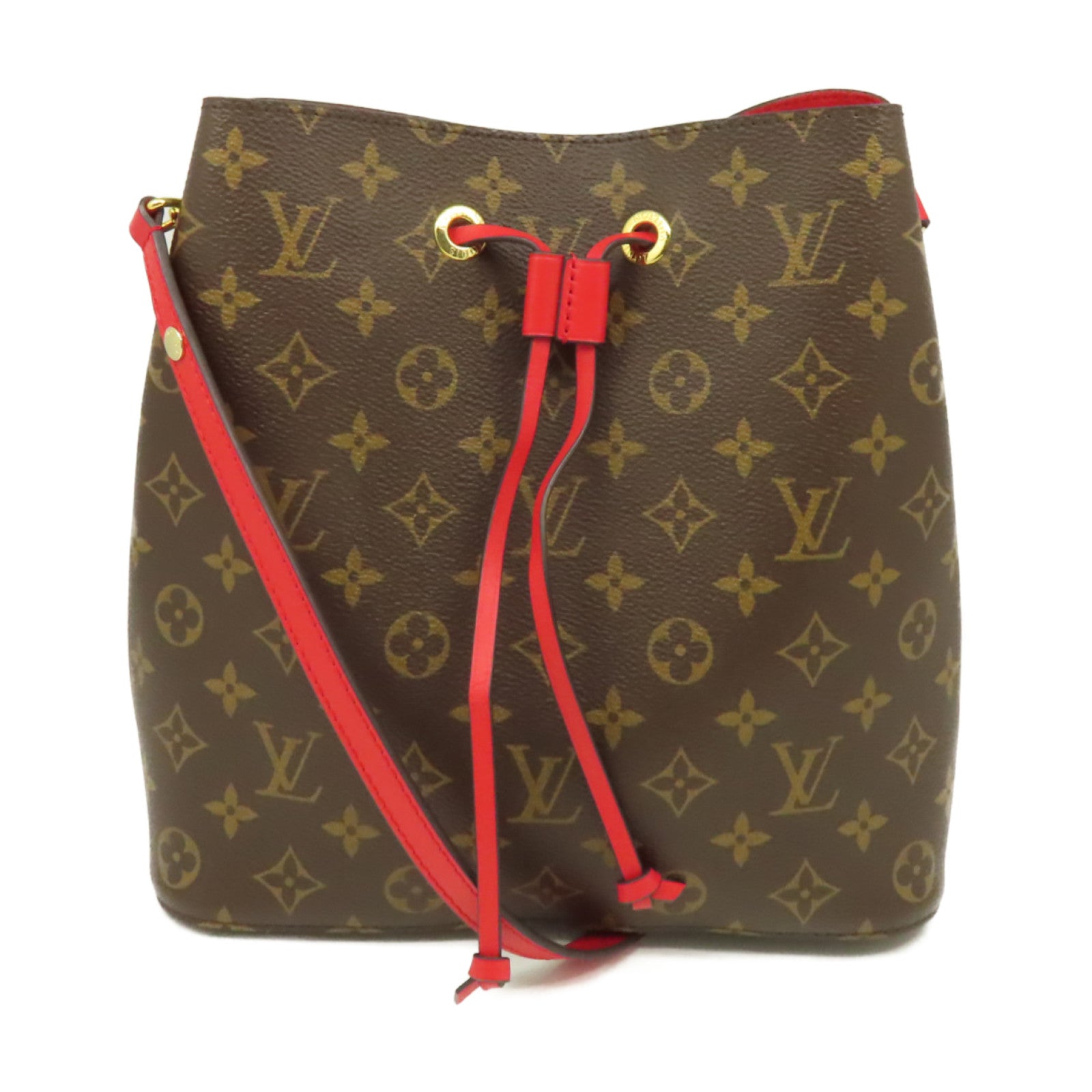 LOUIS VUITTON Monogram NeoNoe MM Shoulder Bag手挽肩背兩用袋啡色/紅色