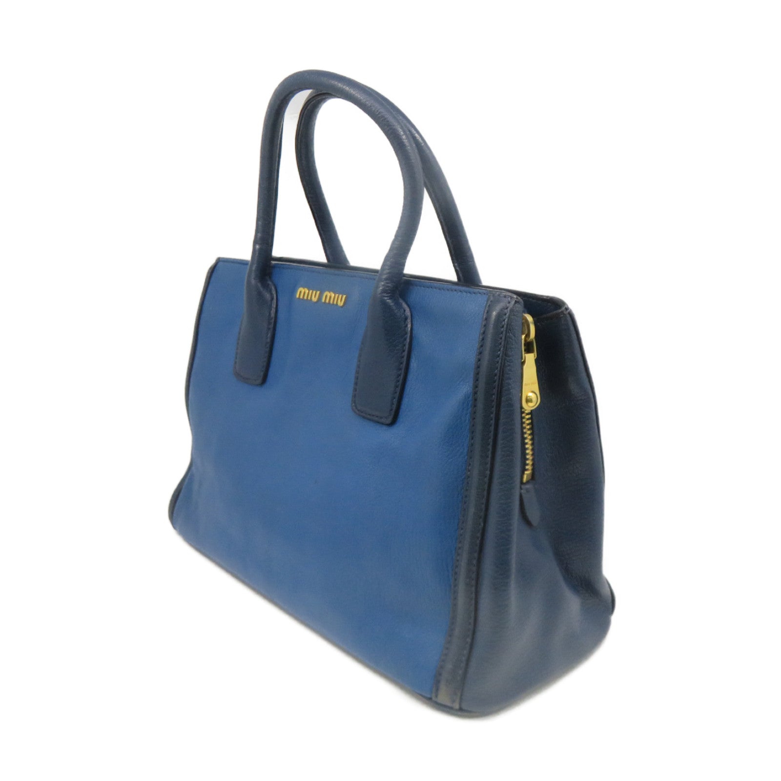Miu Miu Cowhide Leather 2Way Shoulder Bag Handle Shoulder Bag Blue