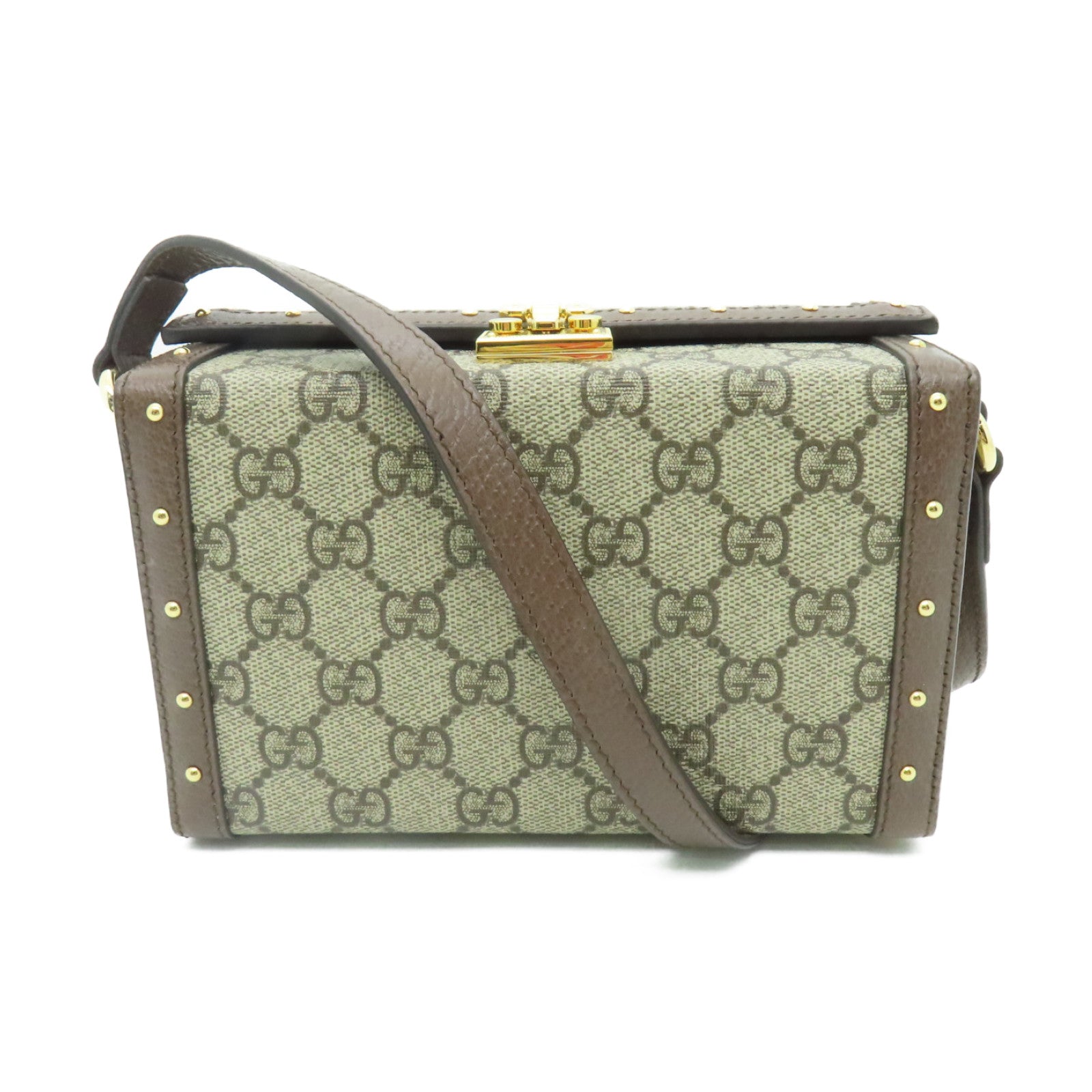 GUCCI 塗層帆布GG MINI BAG金扣肩背袋啡色