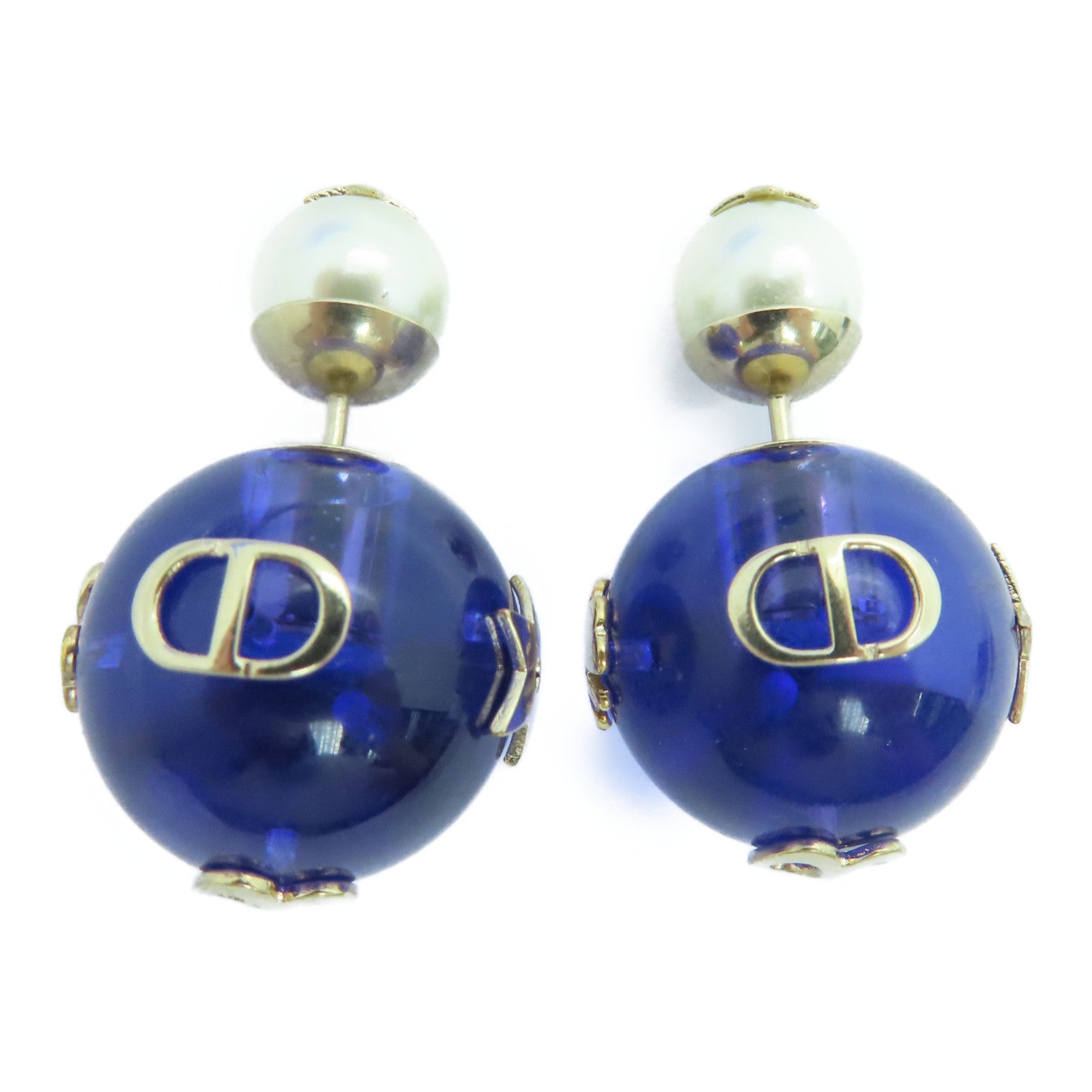Dior PVC/金属Tribales Earrings耳环金色/蓝色