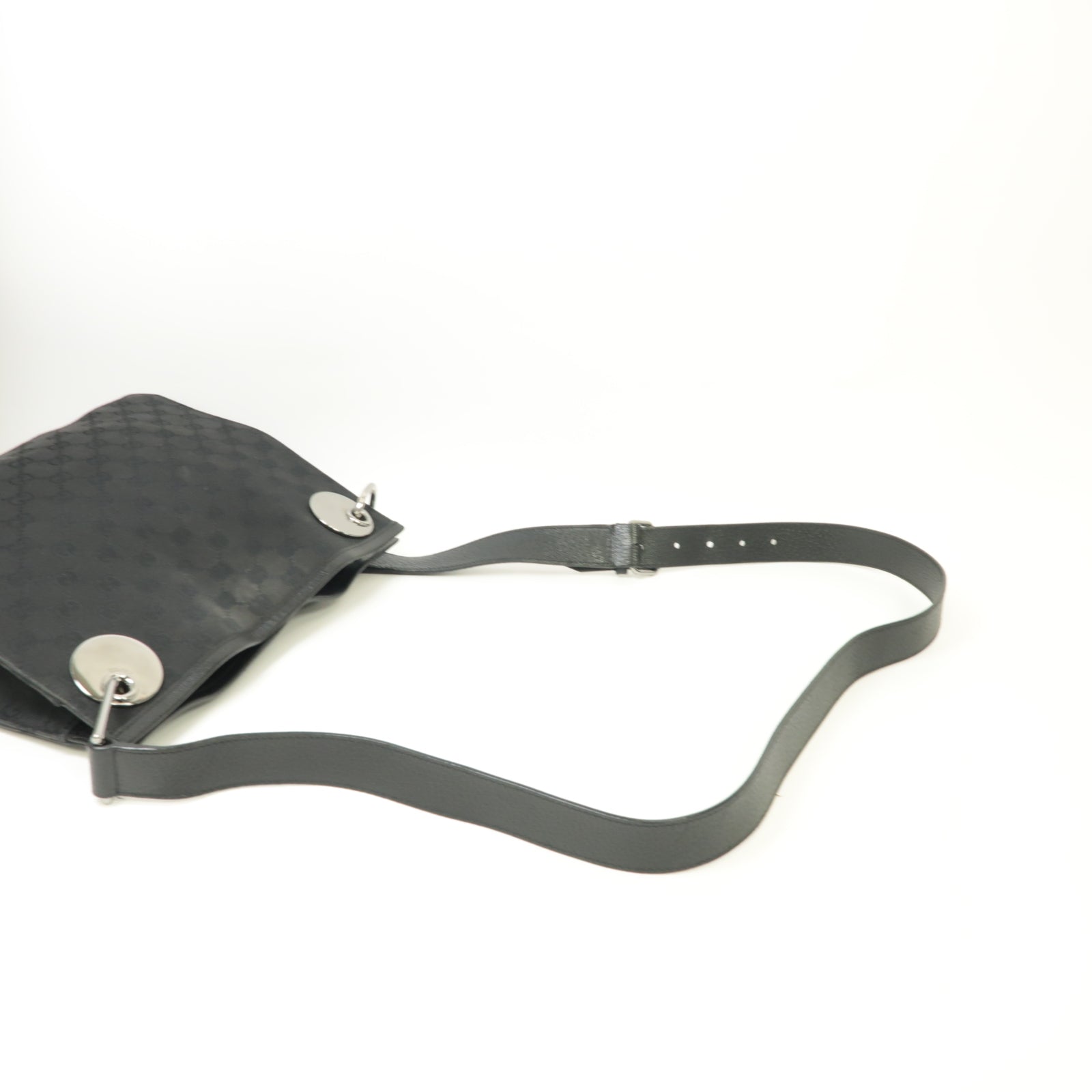GUCCI 帆布Shoulder Bag銀扣肩背袋黒色