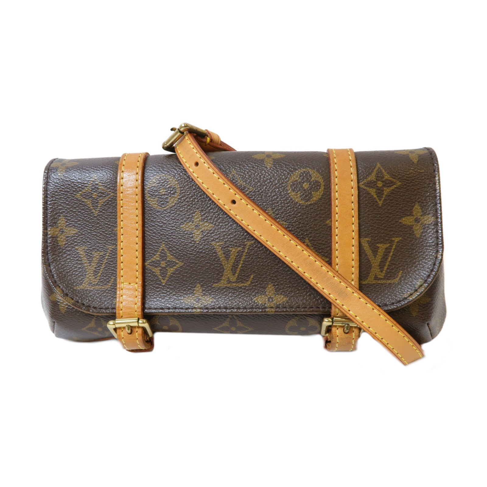 LOUIS VUITTON Monogram Pochette Marelle金扣肩背袋啡色