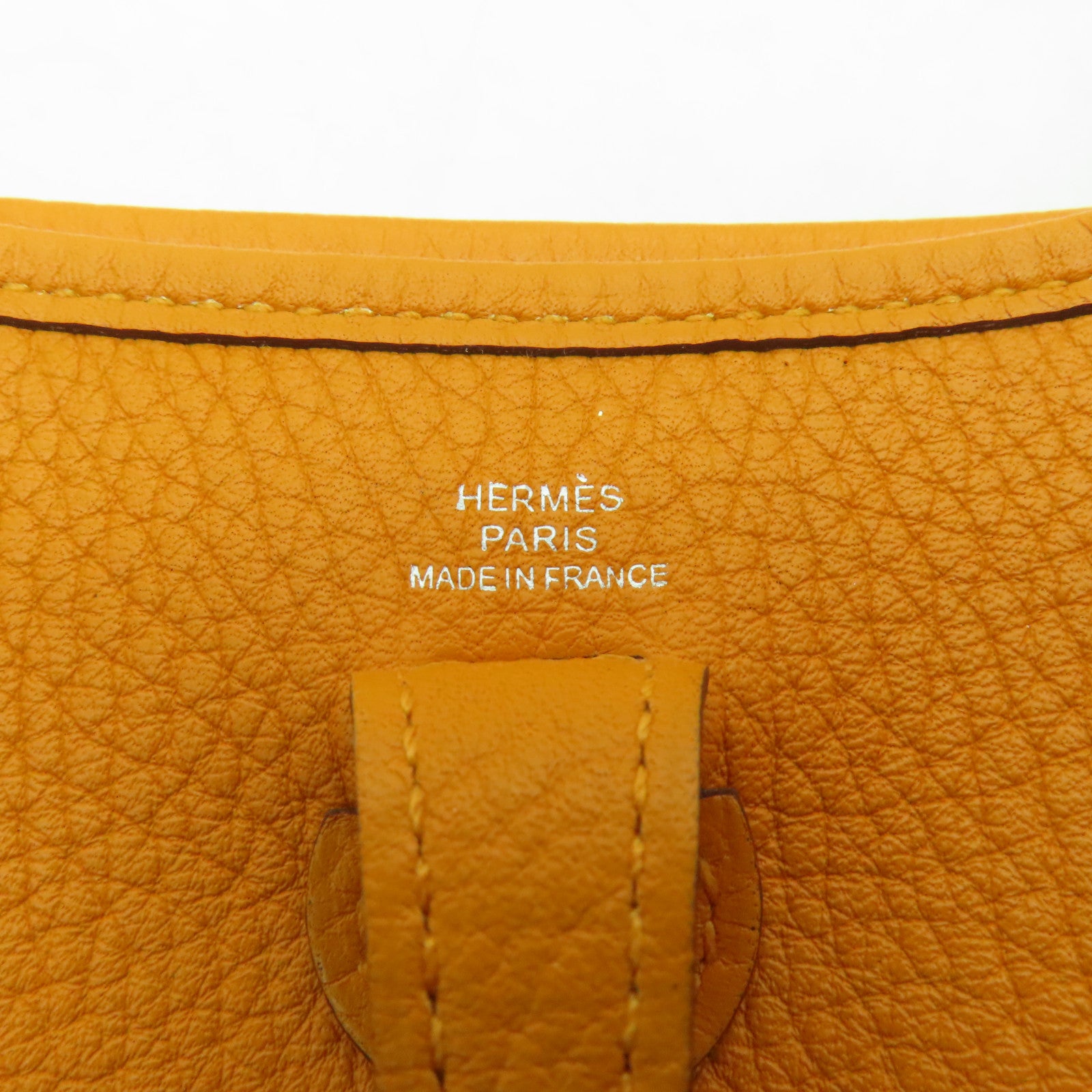 HERMES Maurice皮革Evelyne TPM銀扣肩背袋Apricot橙色