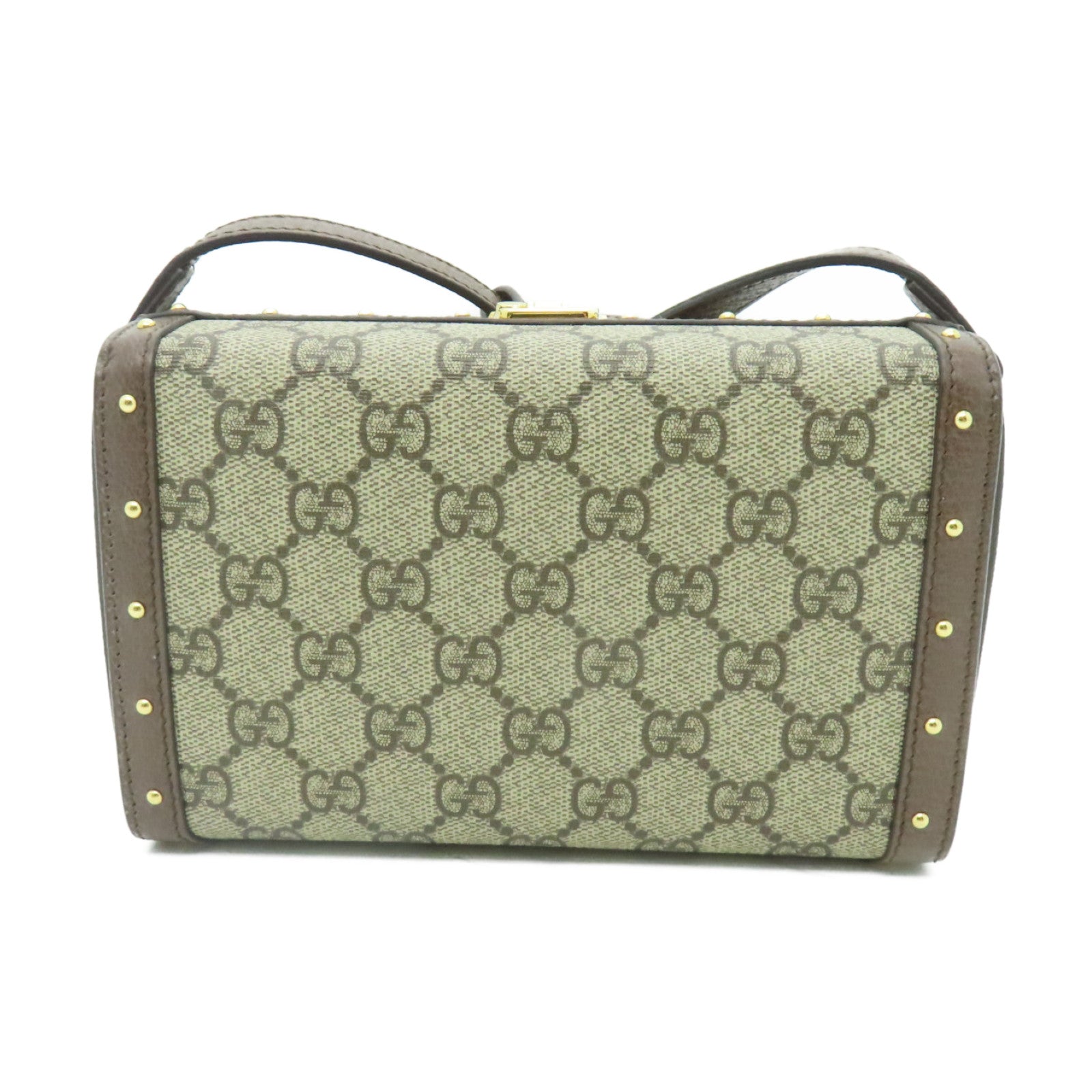 GUCCI 塗層帆布GG MINI BAG金扣肩背袋啡色