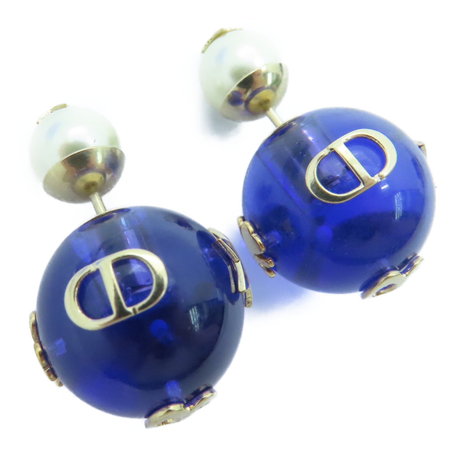 Dior PVC/金属Tribales Earrings耳环金色/蓝色