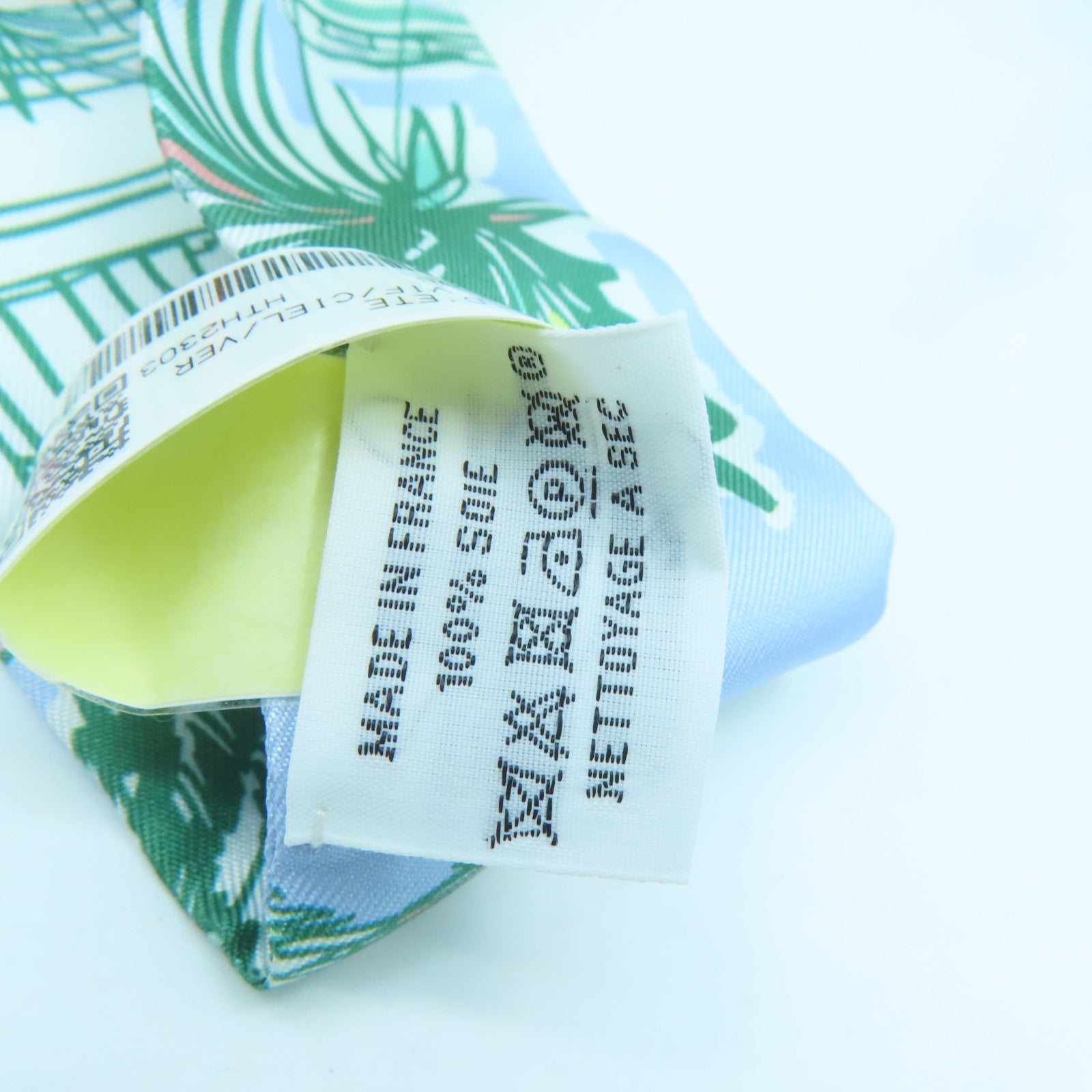 HERMES 絲質Twilly絲巾綠色/橙色/黃色