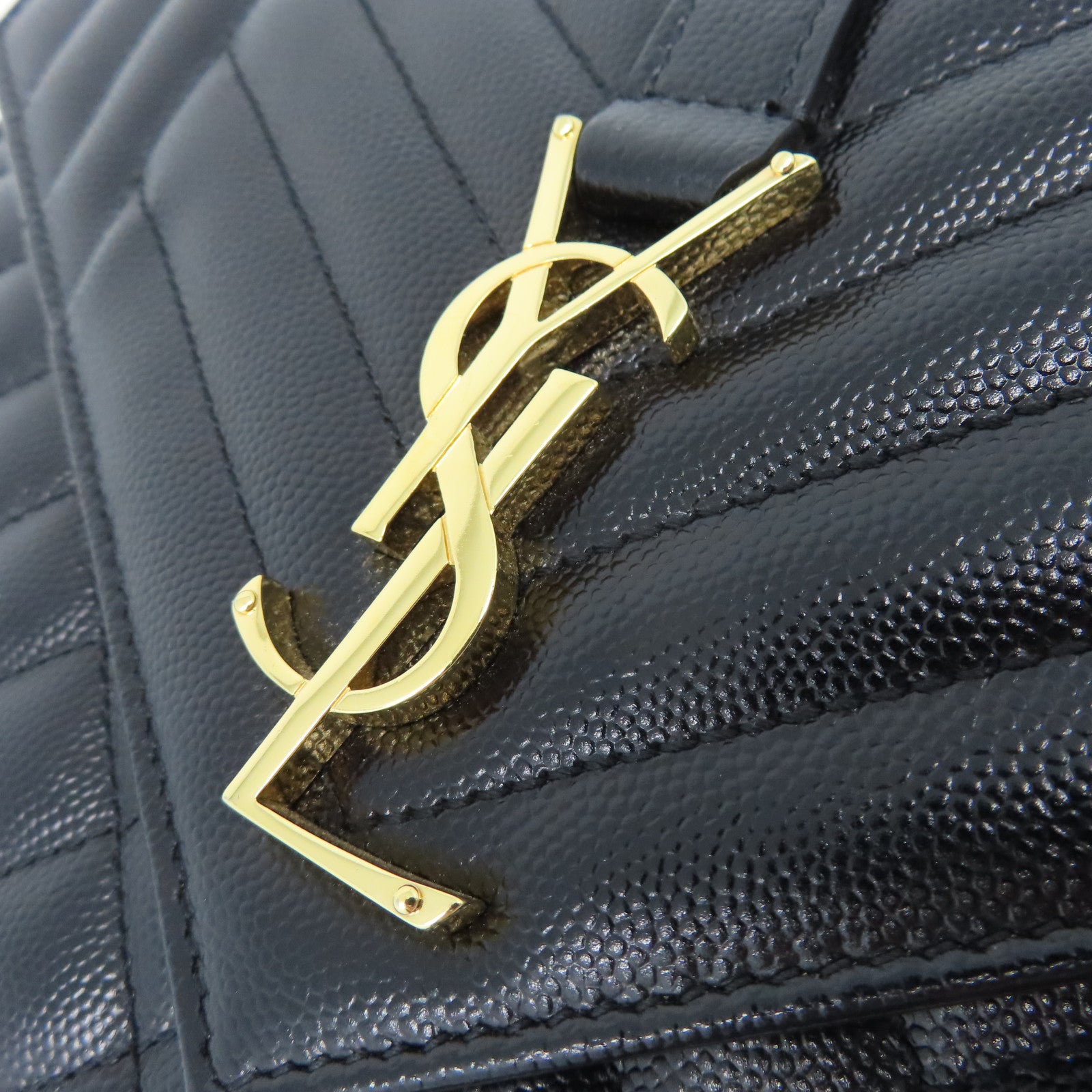 YVES SAINT LAURENT 斜紋牛皮皮革Envelope Medium Bag金扣鏈帶肩背袋黑色