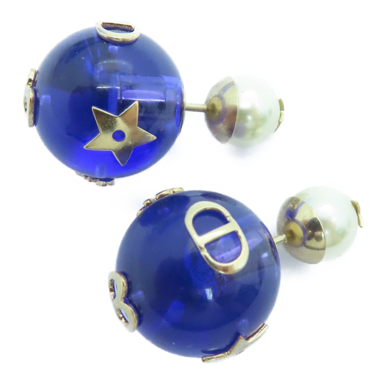 Dior PVC/金属Tribales Earrings耳环金色/蓝色