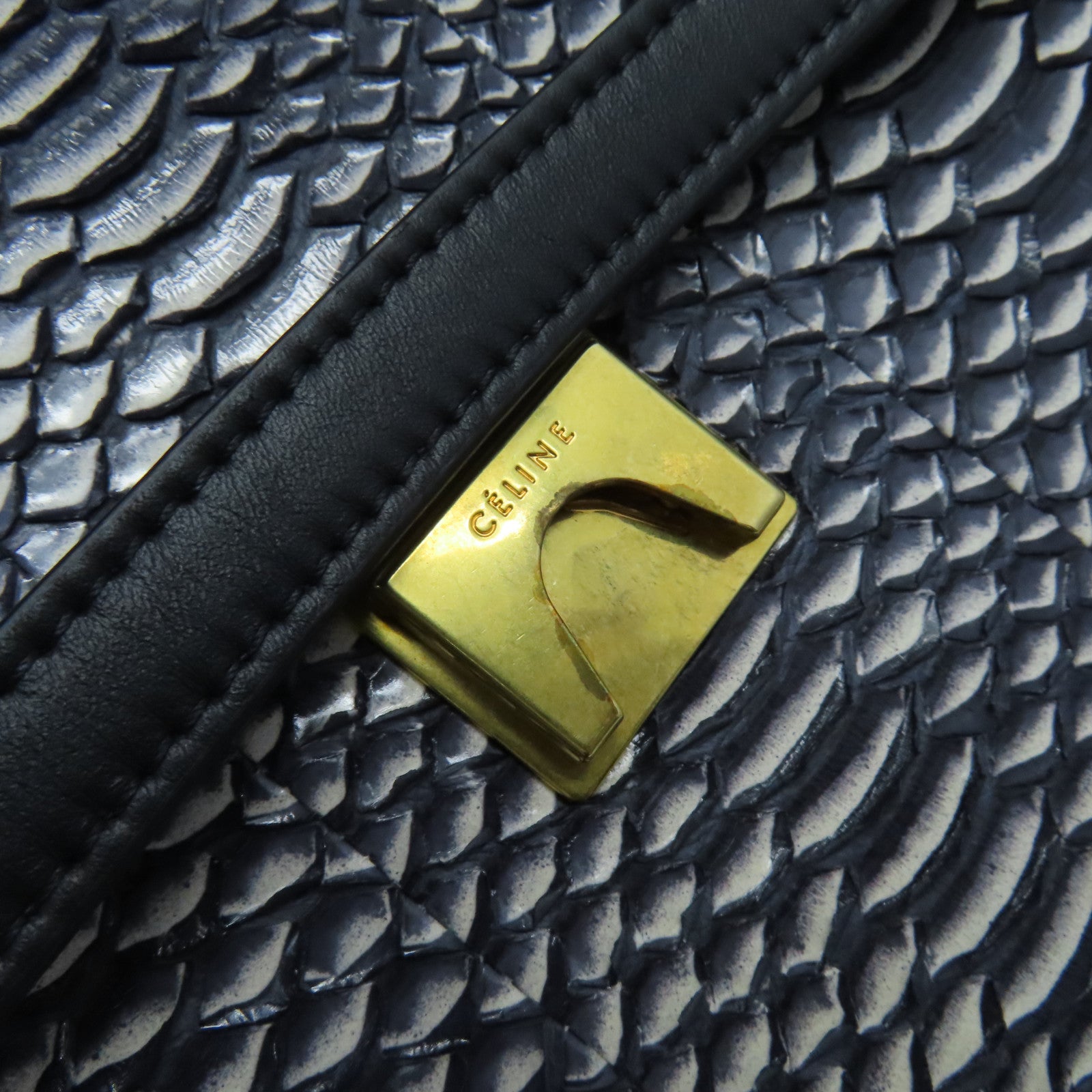 CELINE 蛇皮皮革/牛皮皮革Belt Bag 2Way Shoulder Bag手挽肩背兩用袋黑色/白色