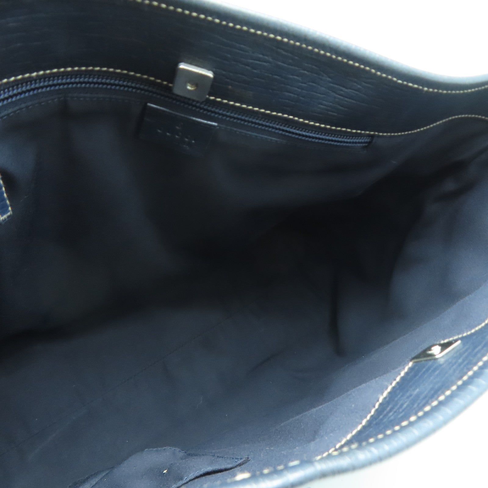 GUCCI 塗層帆布Tote Bag銀扣肩背袋灰色/藍色