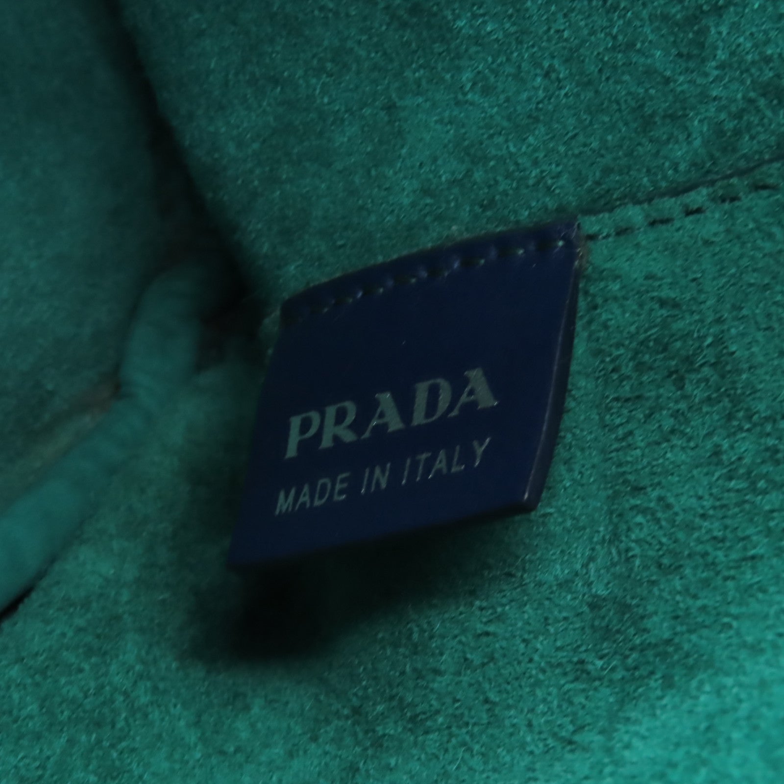 PRADA 牛皮皮革2 Way Shoulder銀扣手挽肩背兩用袋藍色