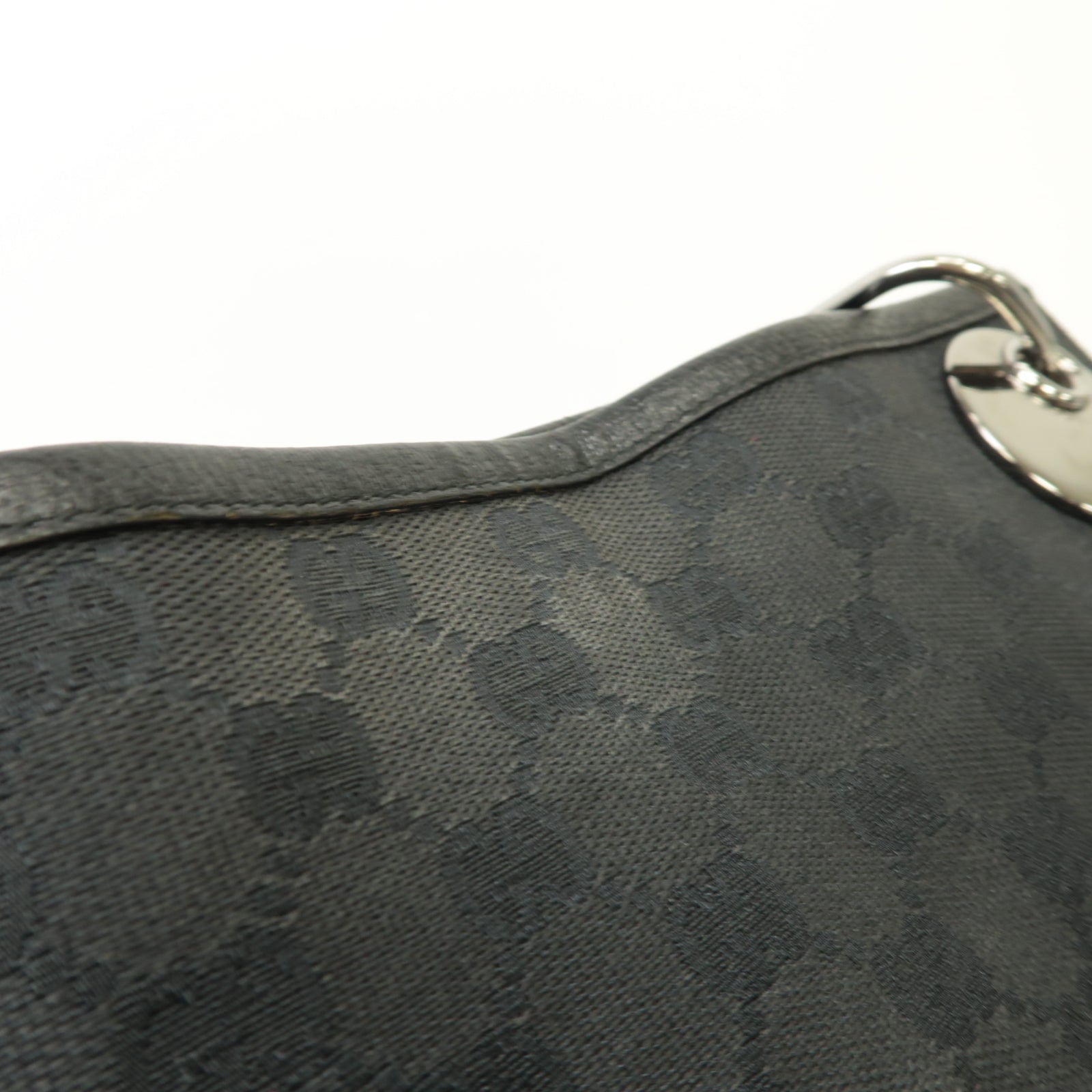 GUCCI 帆布Shoulder Bag銀扣肩背袋黒色