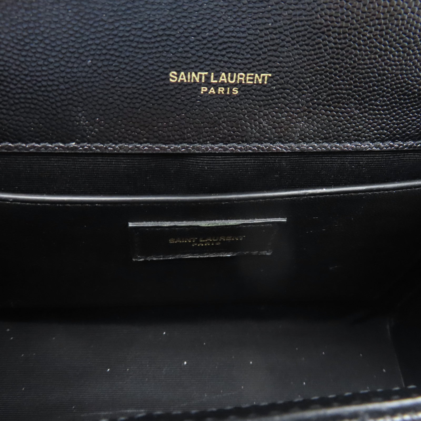 YVES SAINT LAURENT 斜紋牛皮皮革Envelope Medium Bag金扣鏈帶肩背袋黑色
